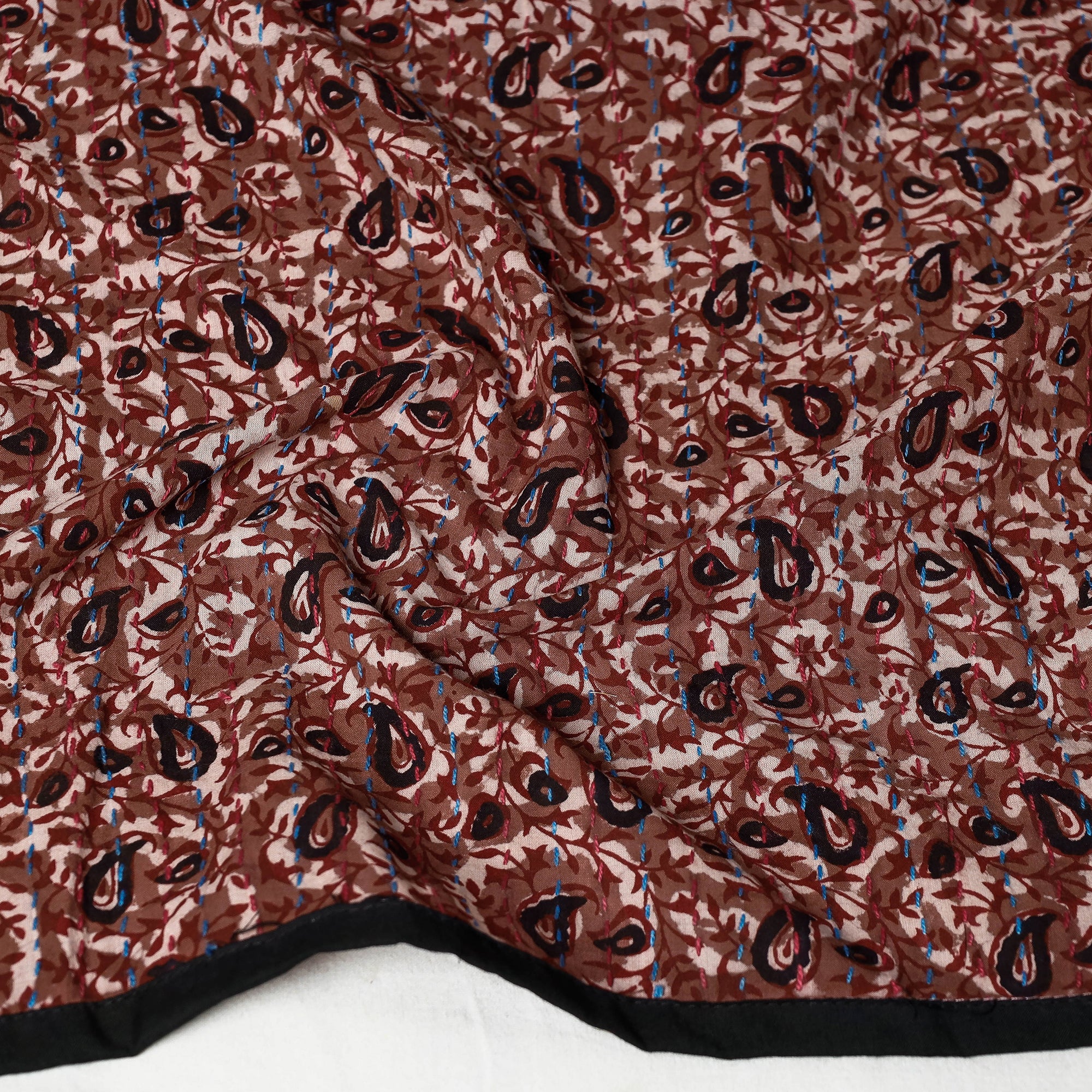 ARTISAN HAND BLOCK PRINTS Brown - Sanganeri Block Printed Tagai Work Cotton Stole - view 2