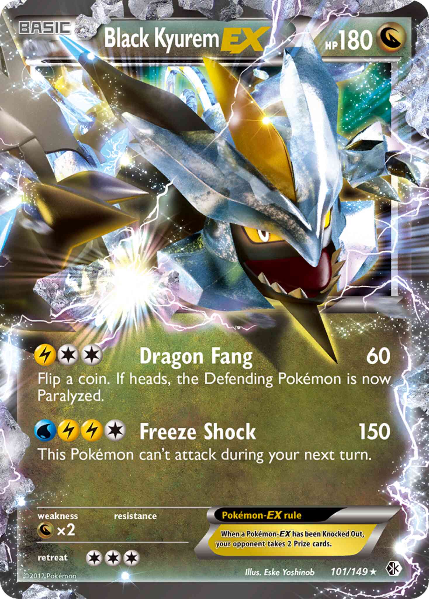 Pokémon Black Kyurem-EX - 101/149 - Rare Holo EX [bw7-101] [Ultra]