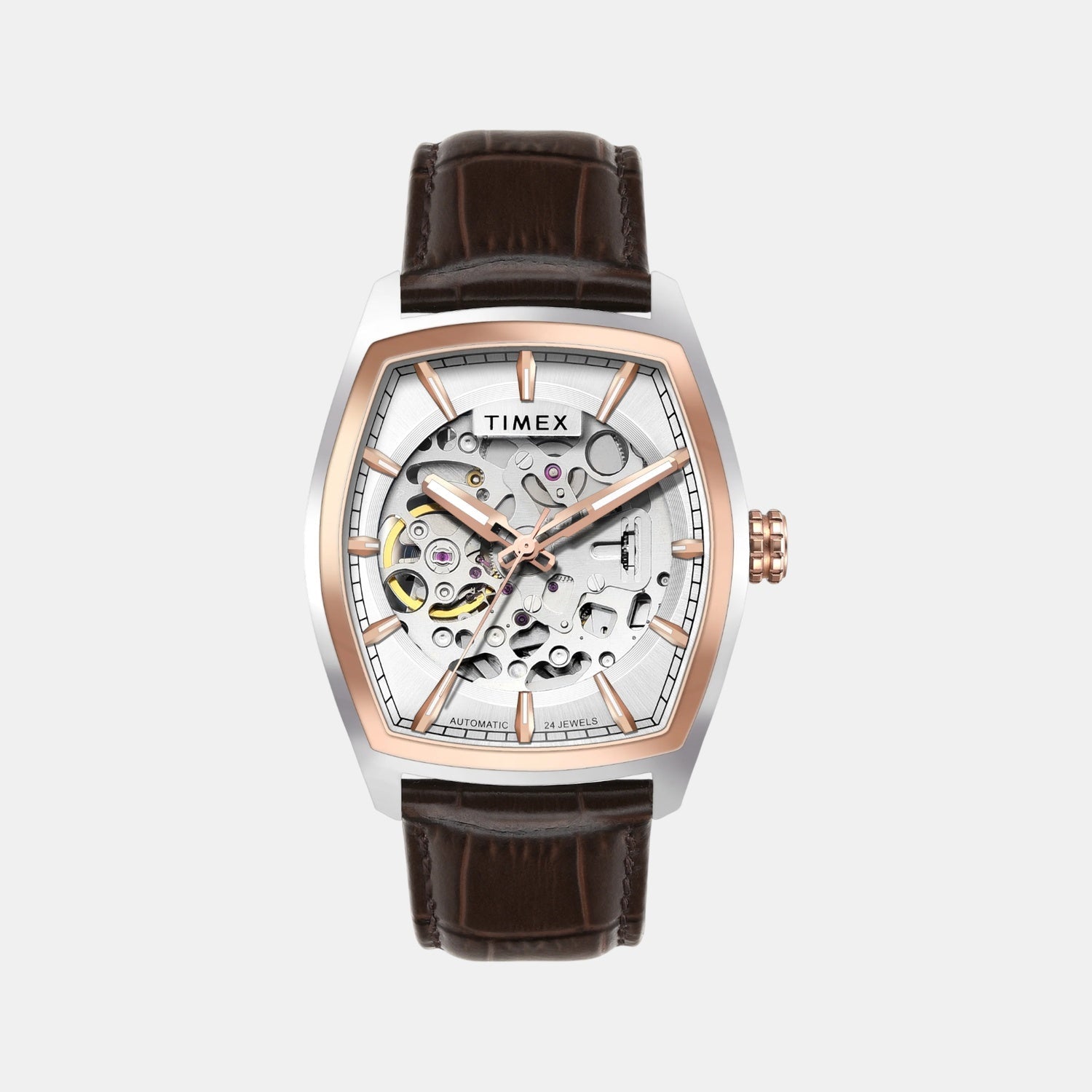 Timex Fashion Men Automatic Silver Dial Analog Leather Watch TWEG25901