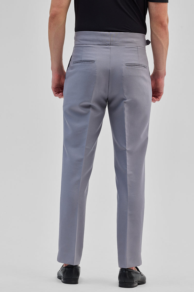 SNITCH Light Grey Slim Fit Gurkha Trousers - view 6