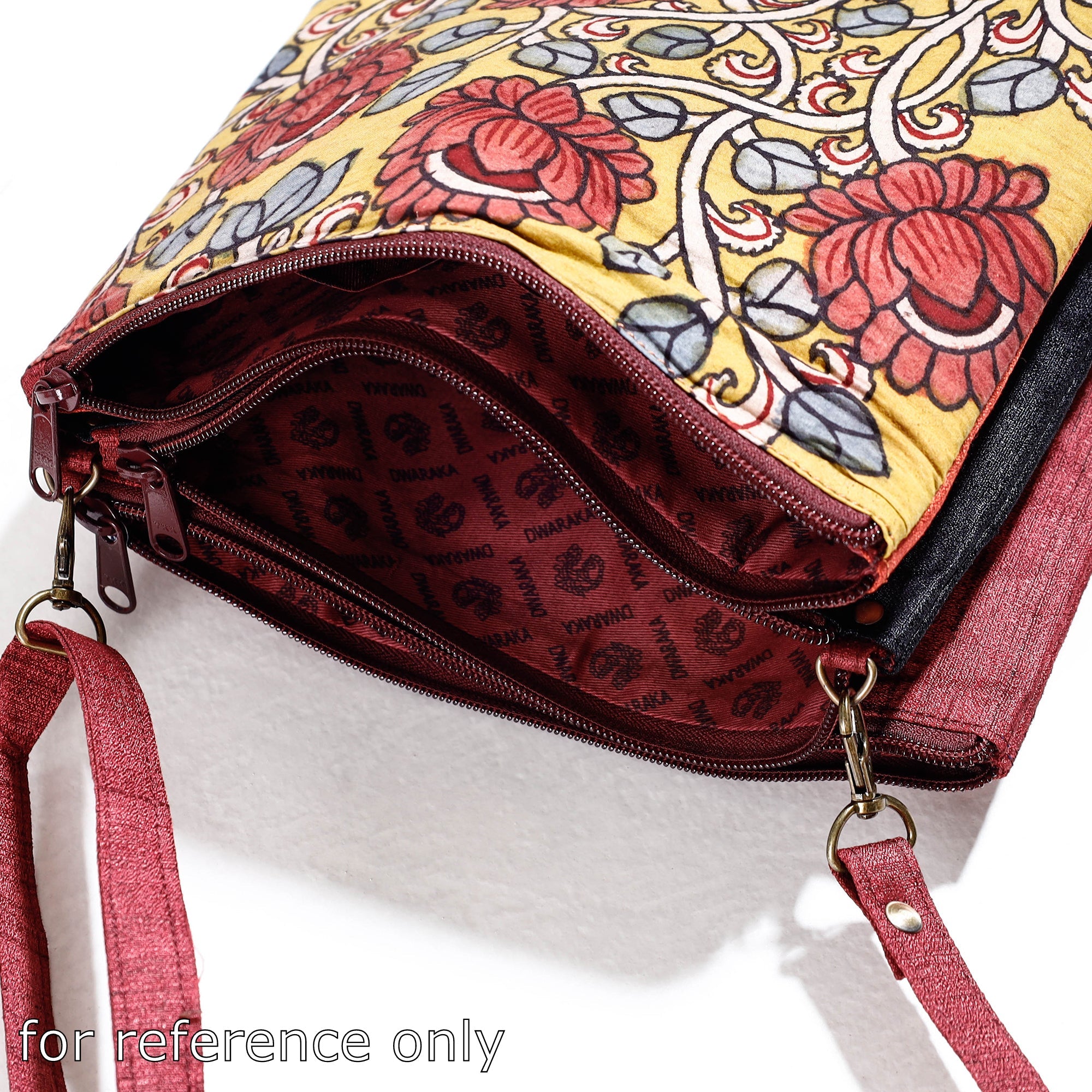 DWARAKA PLUS Brown - Handpainted Kalamkari Natural Dyed Ghicha Silk Sling Bag - view 4
