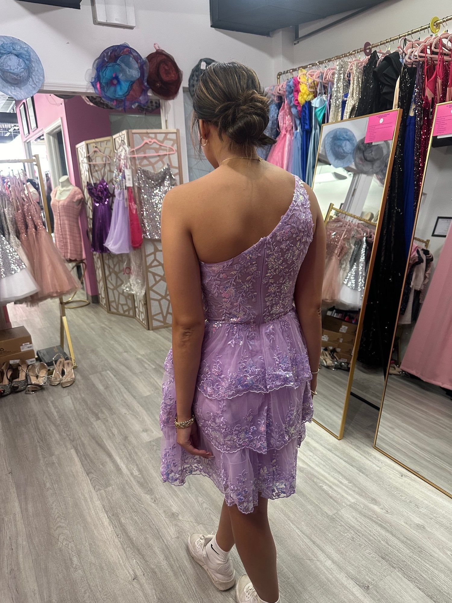 Short One Shoulder Tiered Dress by Jovani 42016 - view 9