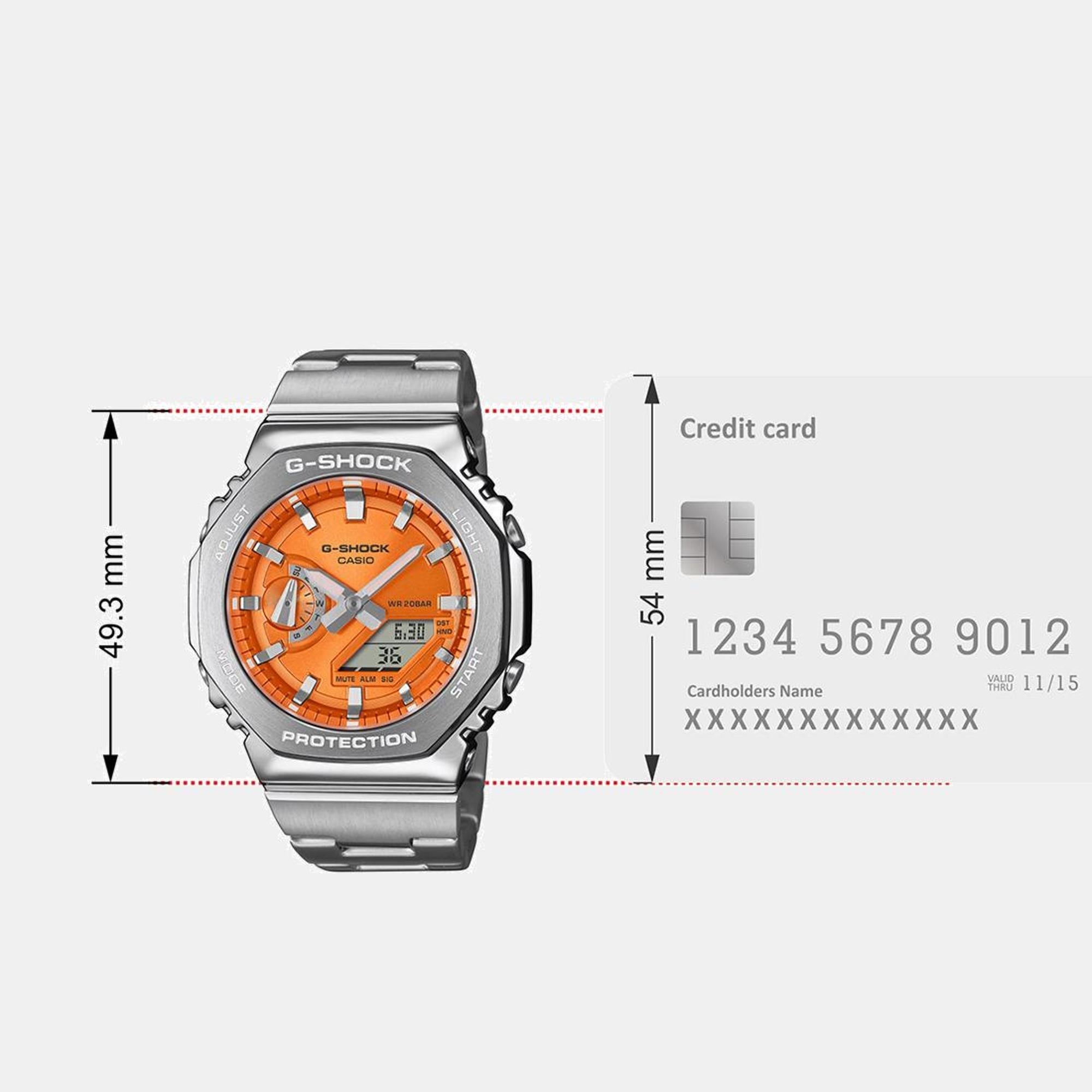 Casio G-Shock Men Quartz Orange Dial Analog-Digital Stainless Steel Watch G1610 - view 7