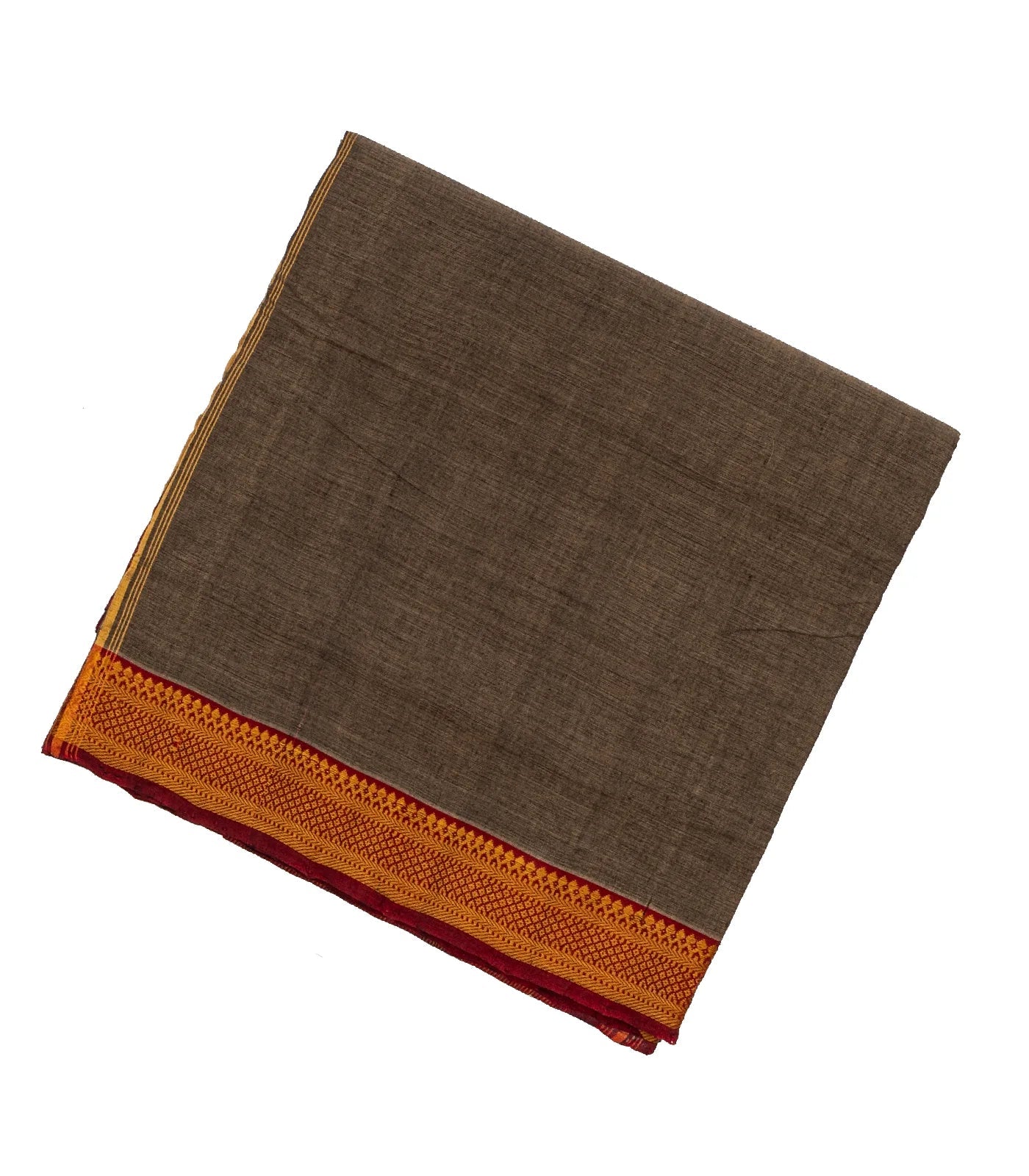 RmKV Dark Grey Handloom Mangalagiri Cotton Saree With Contrast Border