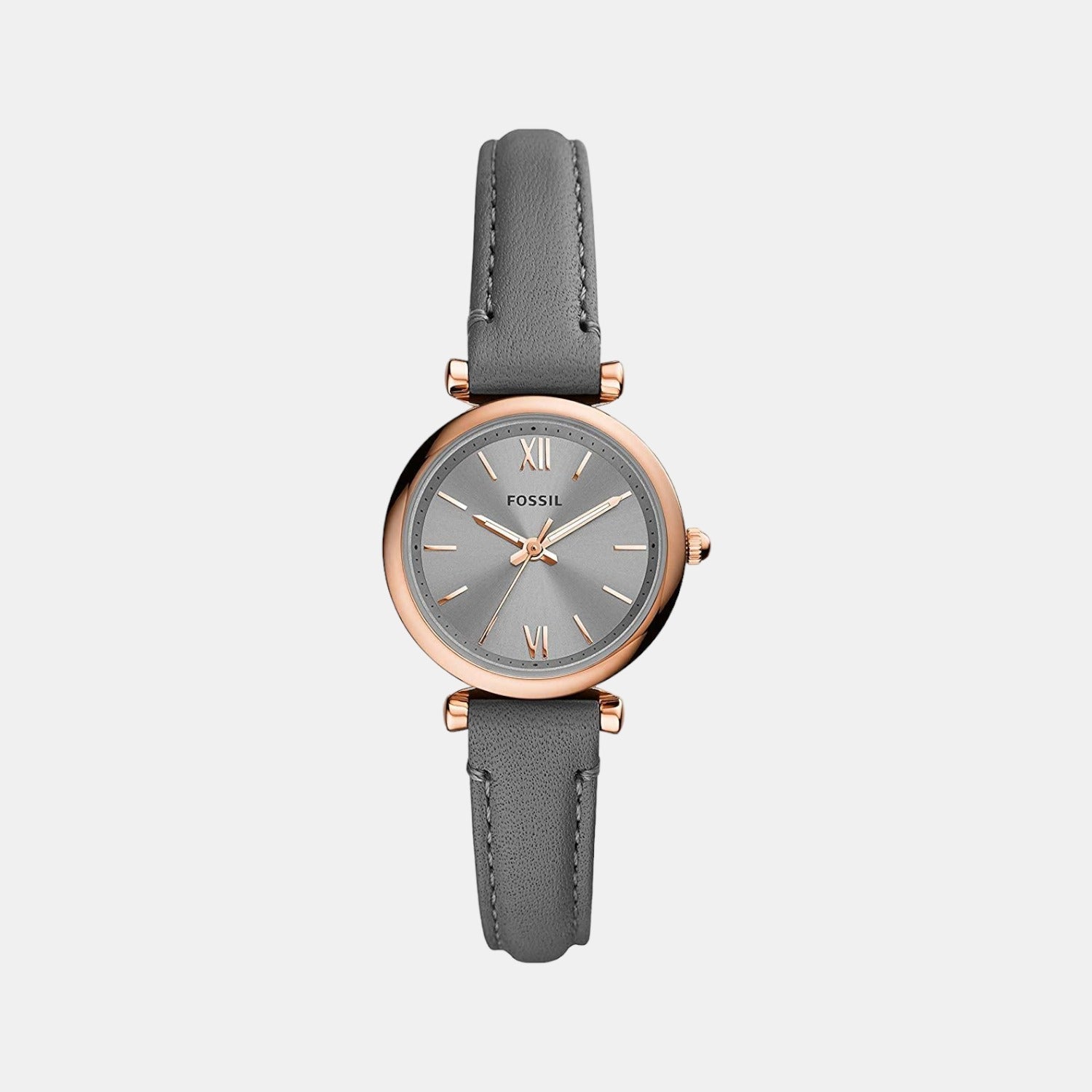 Fossil Carlie Mini Women Quartz Grey Dial Analog Leather Watch ES5068
