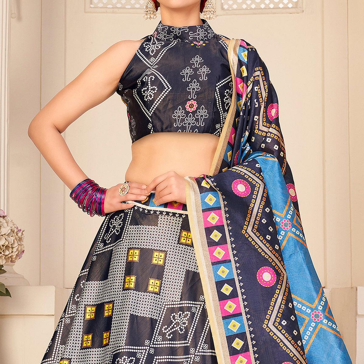 Peachmode Multi Party Wear Digital Printed Silk Lehenga Choli - view 2