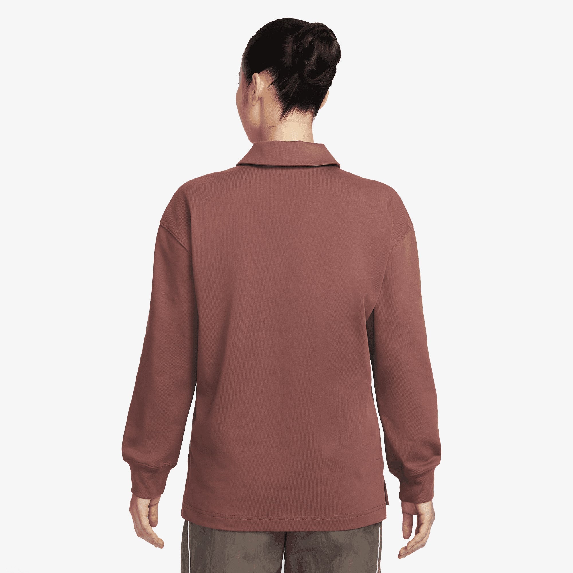 Nike | Oversized Long-sleeve Polo { Red Sepia/sail - view 2