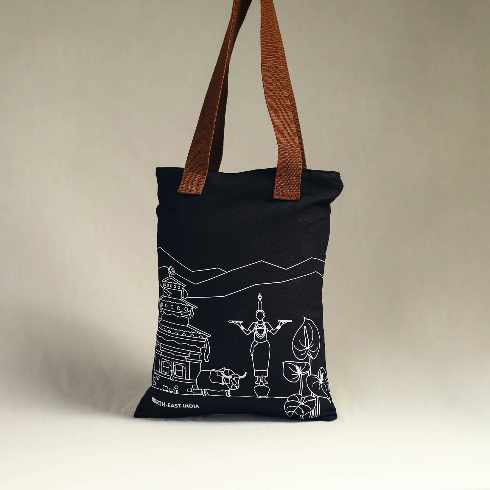 NEST BY ARPIT AGARWAL Black - North-East India's Iconic Symbols Cotton Canvas Tote Bag
