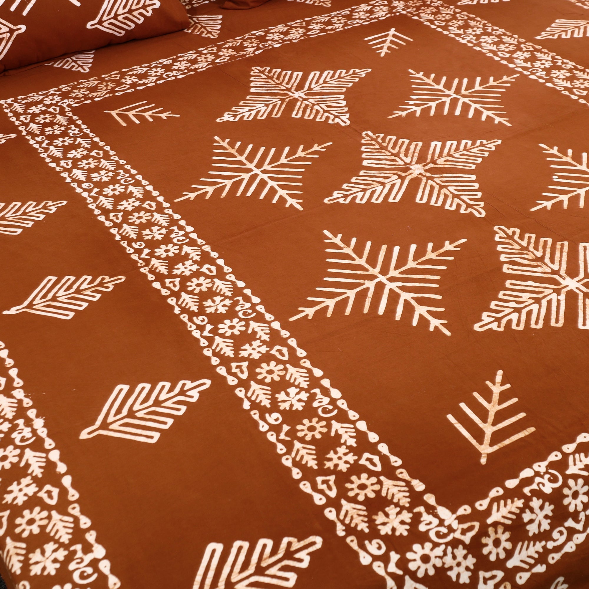 BATIK BY MD. SHARIFF Brown - Cotton Double Hand Batik Print Bed Sheet Set 35 - view 2
