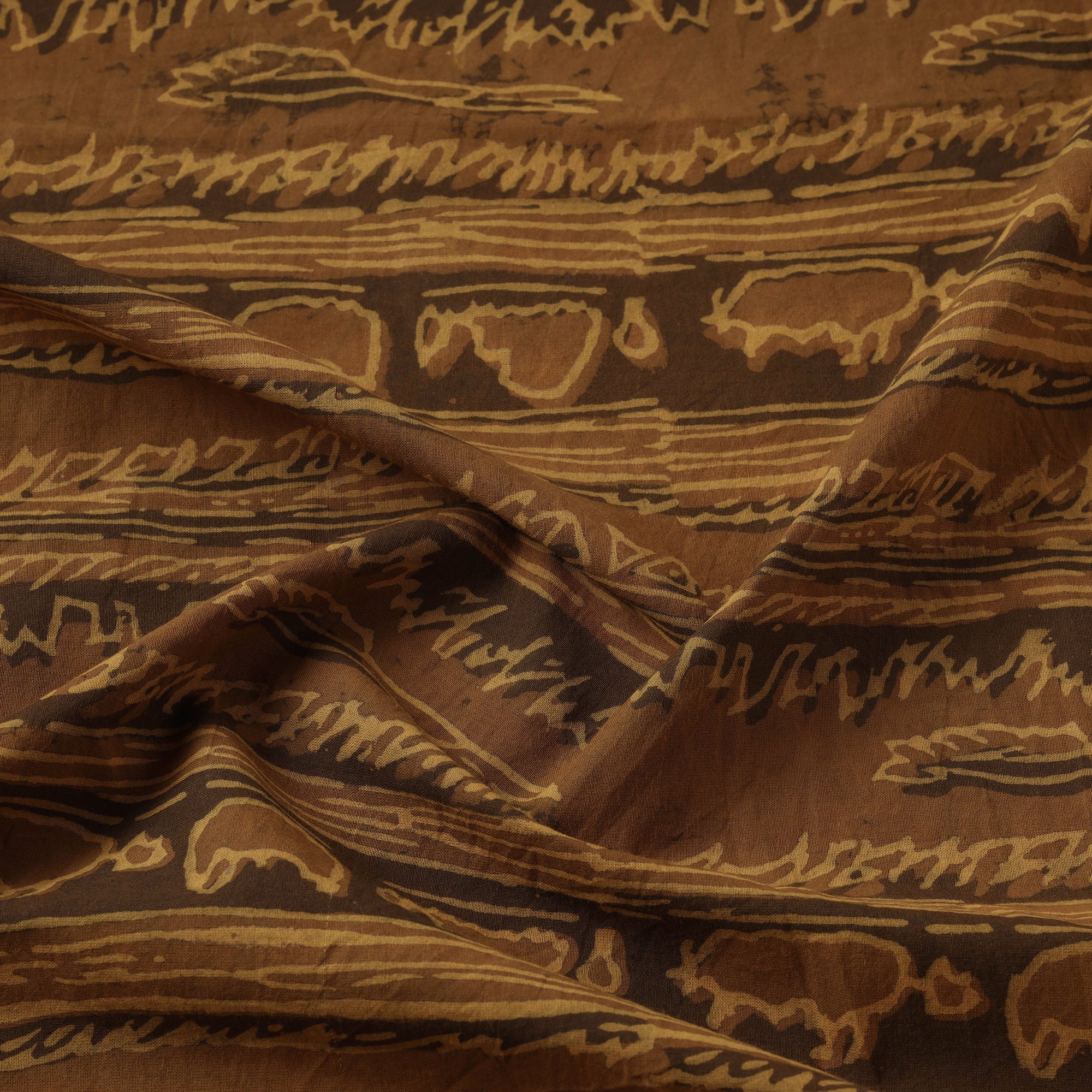 HAVELI CHRONICLES Brown - Hand Block Printed Cotton Akola Fabric - view 3