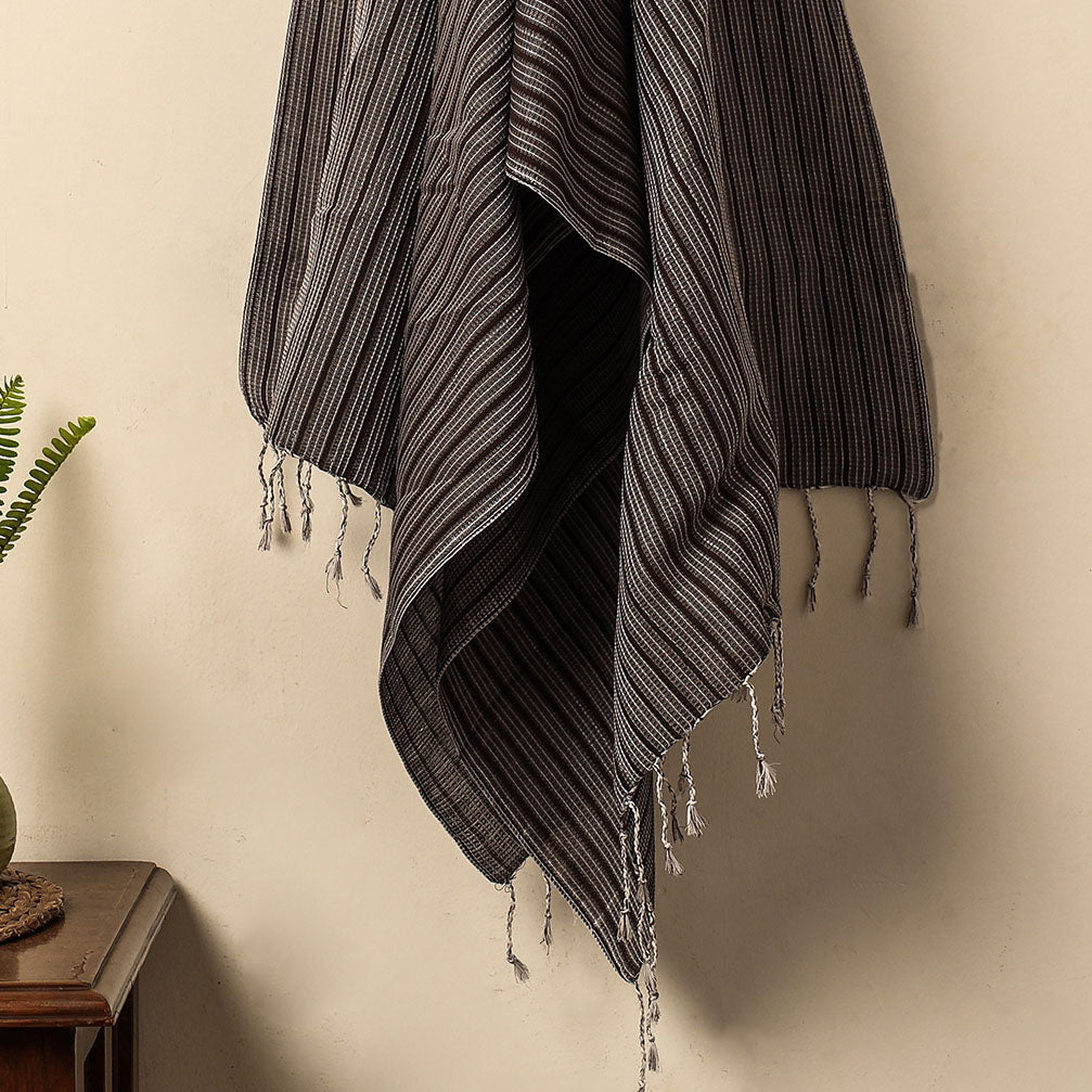 GYAN VIDYA HASTSHILP - BHARTESH Black - Waffle Weave Handwoven Pure Cotton Towel - view 2