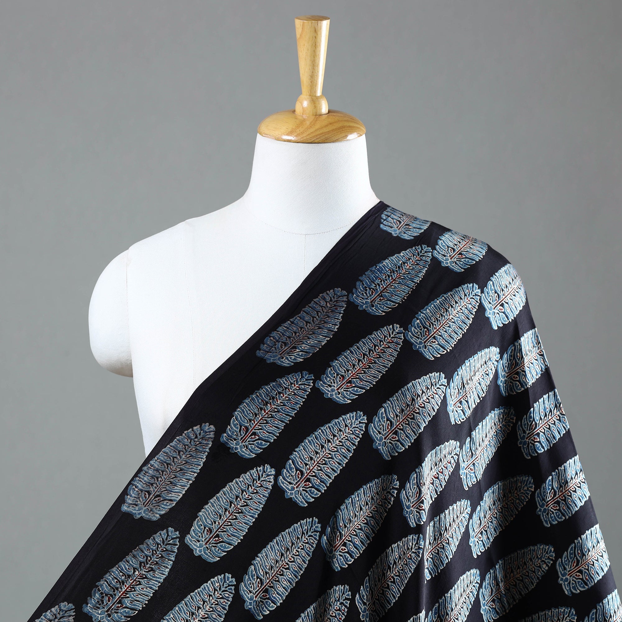 AJRAKH BY JABBAR KHATRI Black - Ajrakh Block Printed Modal Silk Fabric from Kutch 13