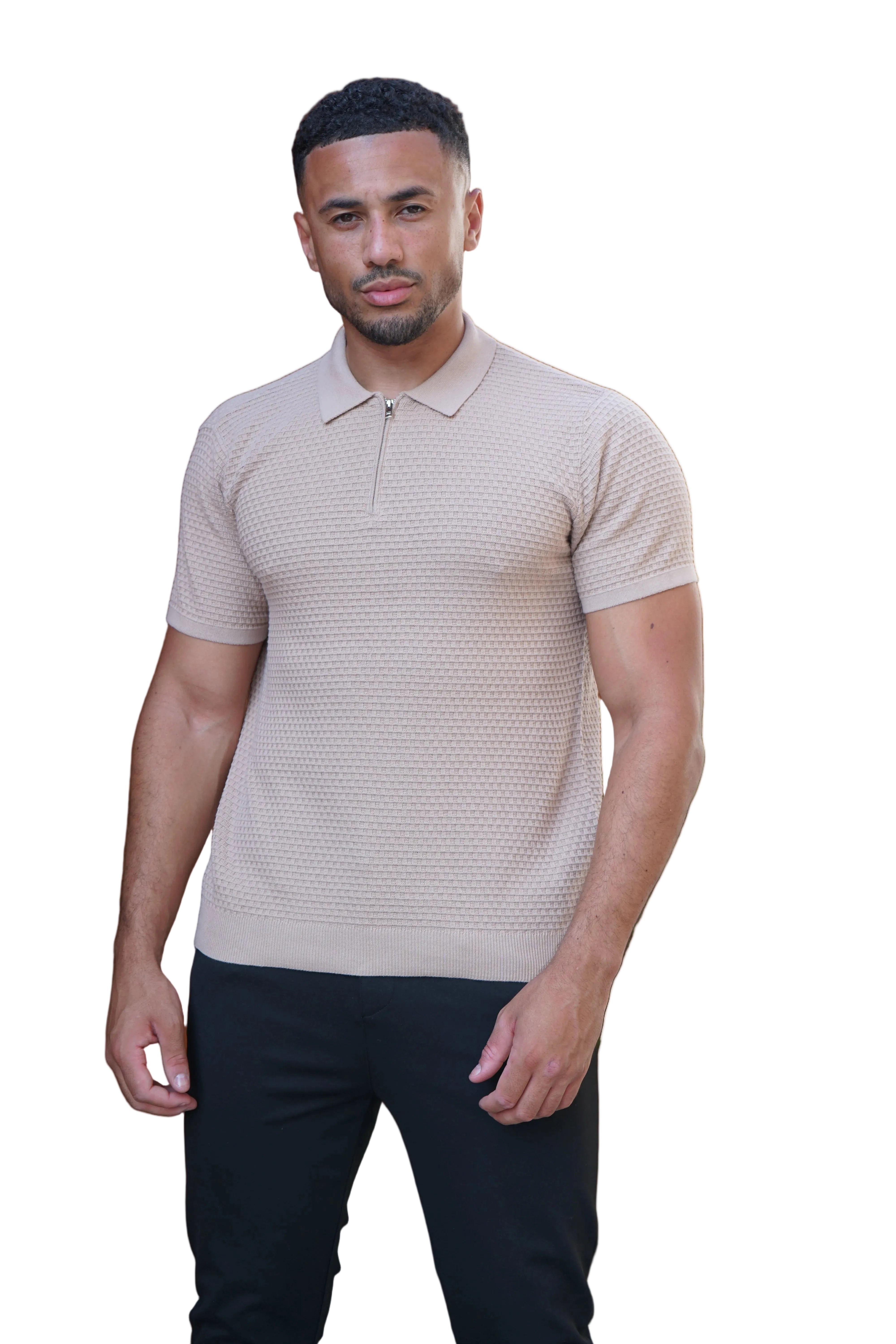 CAPO Micro Square Taupe Polo Shirt