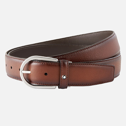 Montblanc Mont Blanc, Horseshoe buckle brown 35 mm leather belt