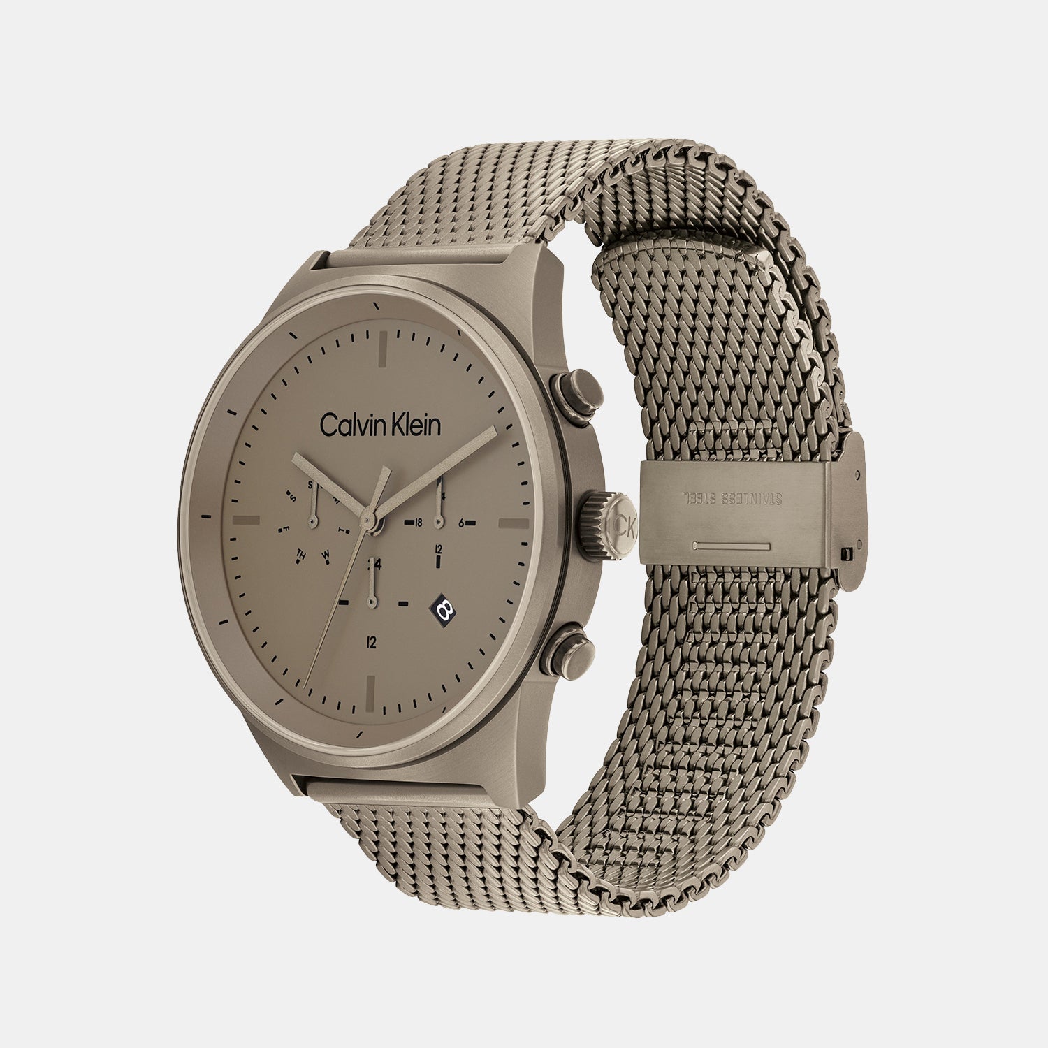 Calvin Klein Ck Impressive Men Quartz Khaki Dial Chronograph Mesh Watch 25200297 - view 2
