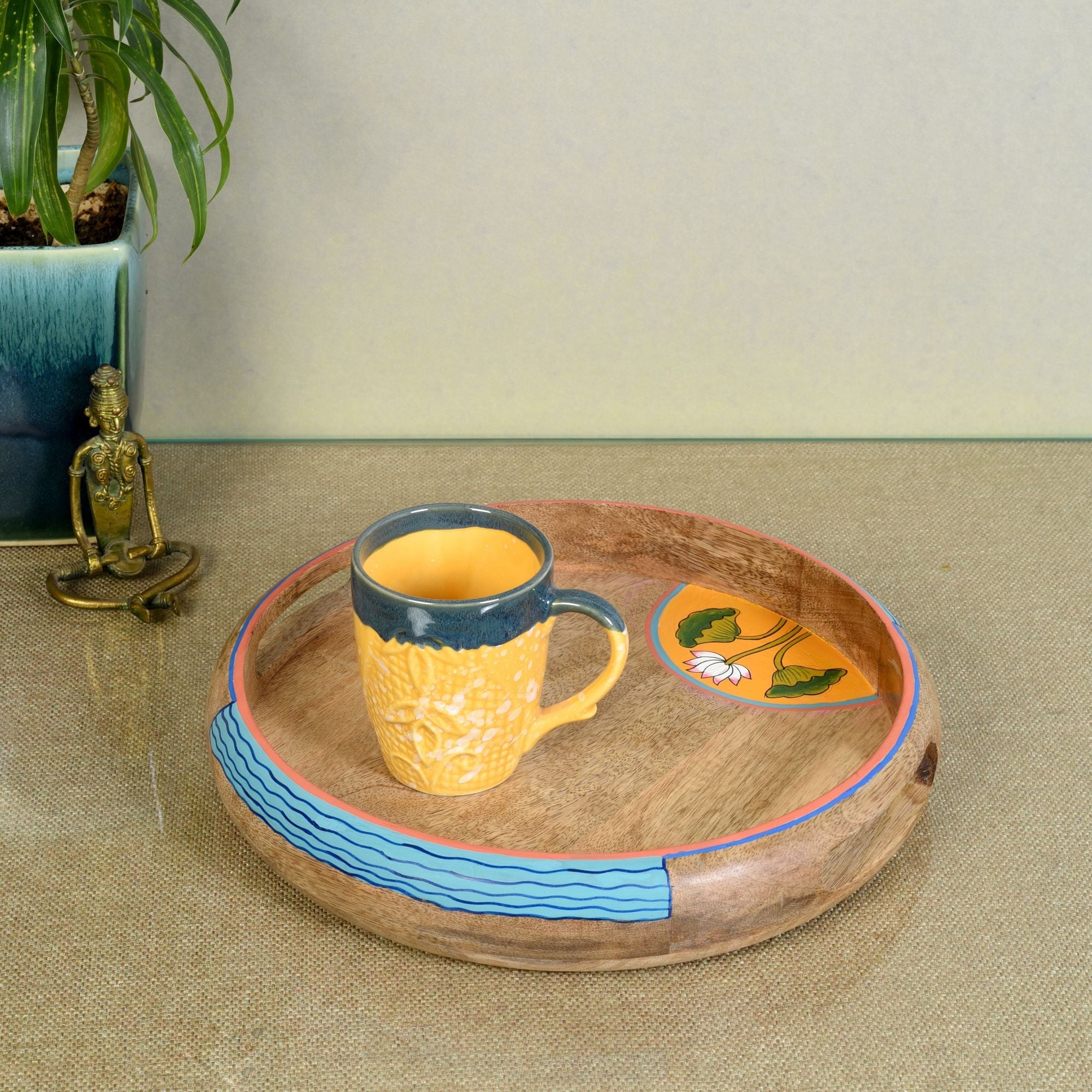 ART CREATIONS BY SUMAN SONTHALIA Brown - Pichhwai Leela Round Serving Tray - view 2