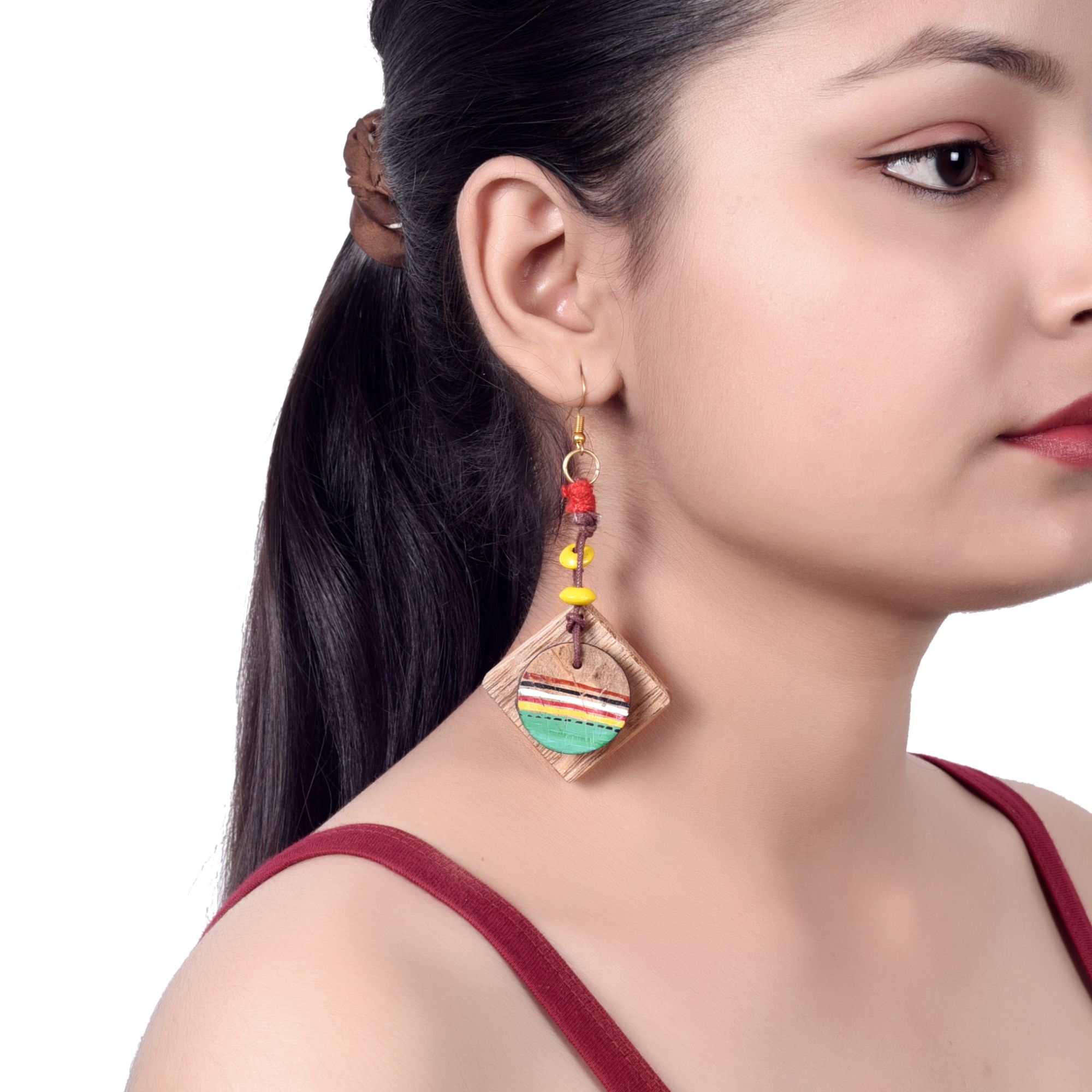 ART CREATIONS BY SUMAN SONTHALIA Artistic Charm: Handcrafted Wooden Earrings