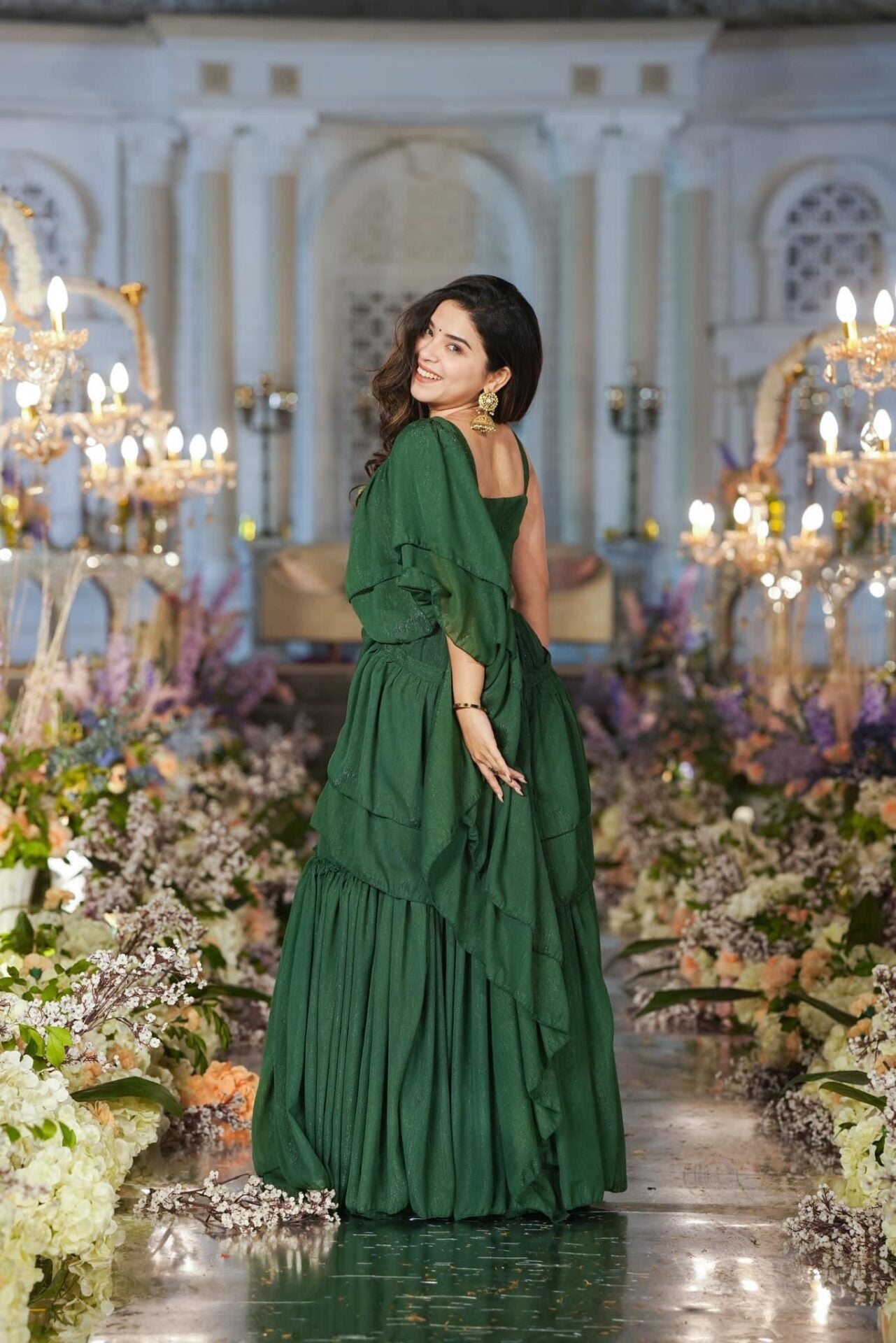 Idaho-o Savannah green Chiffon saree – Women's - view 5