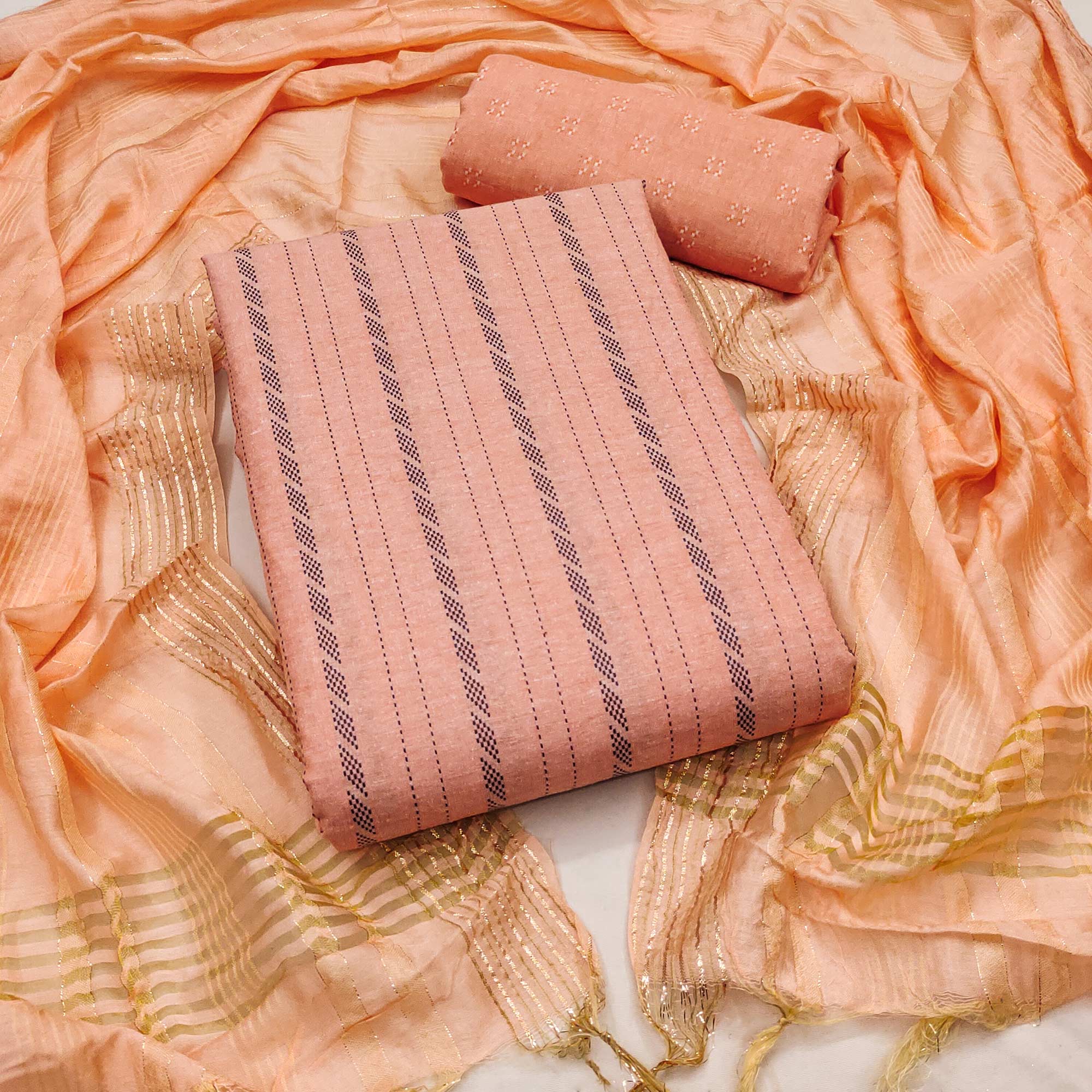 Peachmode Peach Woven Pure Cotton Dress Material