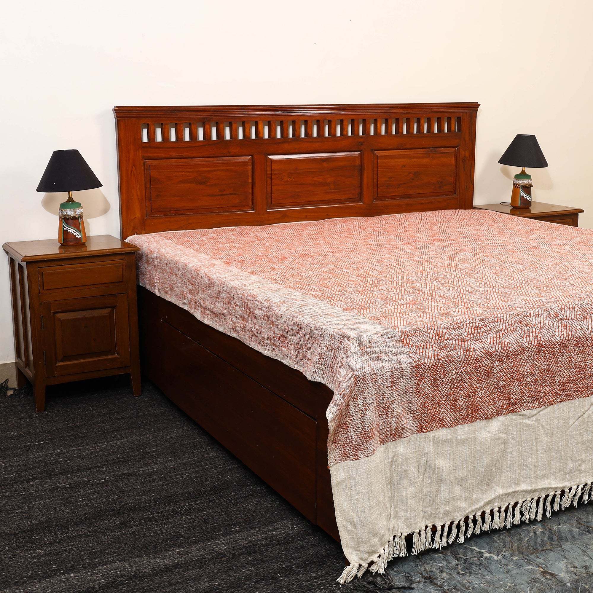 HANDLOOM VIRASAT Brown - Pure Handloom Cotton Double Bed Cover from Bijnor 18