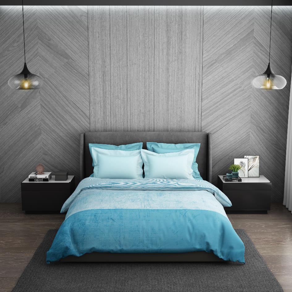 Spaces India Stripe-Solid Light Blue Blanket Mink - Eden By Spaces