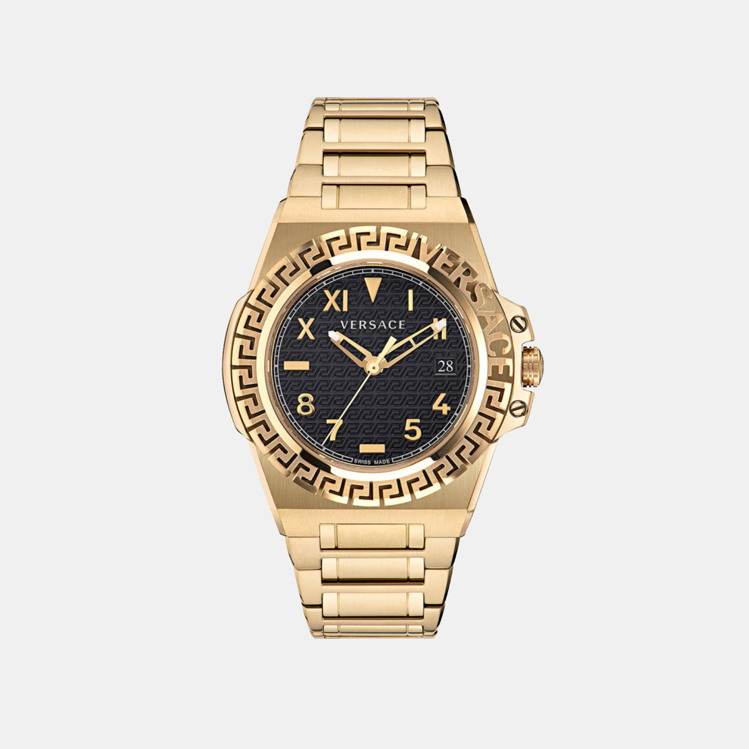 Versace Greca Reaction Men Quartz Black Dial Analog Stainless Steel Watch VE3I00522