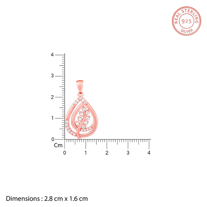 GIVA Jewellery Rose Gold Leaf Ritz Pendant With Link Chain - view 5