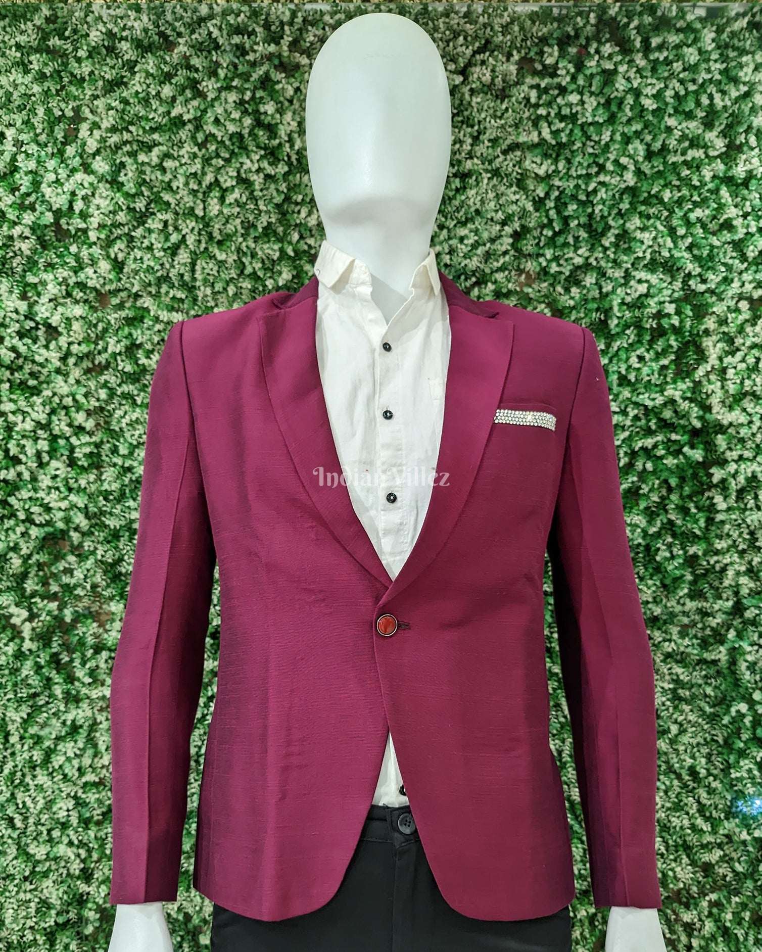 IndianVillèz Maroon Casual Stylish Blazer For Men