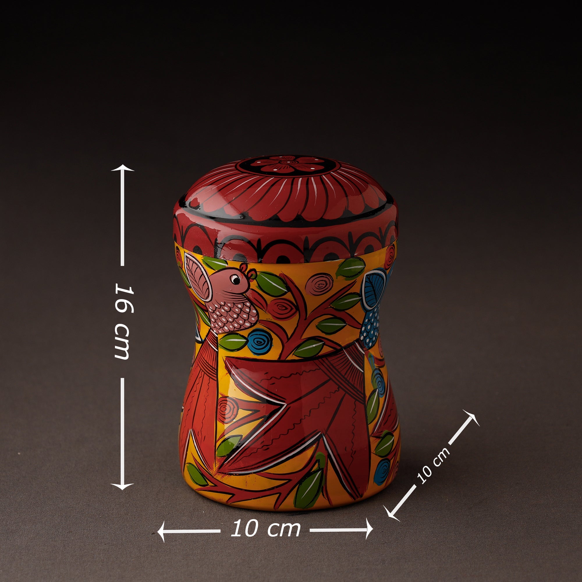 AAYAAS Bengal Patua Handpainted Stainless Steel Multi Utility Container - view 4