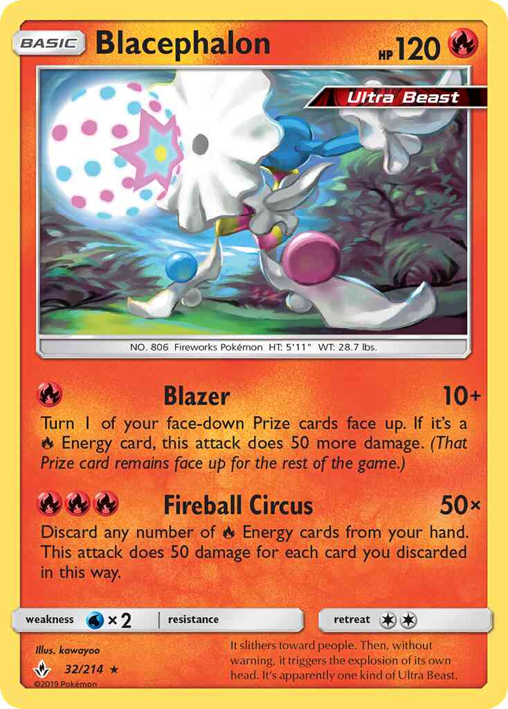Rare sm10-32 reverse – Pokémon Blacephalon - 32/214 - Rare [sm10-32] [Reverse Holo]