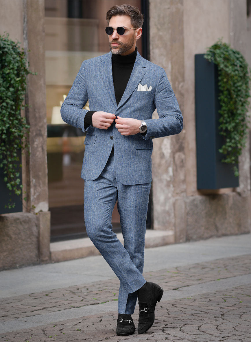 StudioSuits Solbiati Blue Herringbone Linen Suit - view 2
