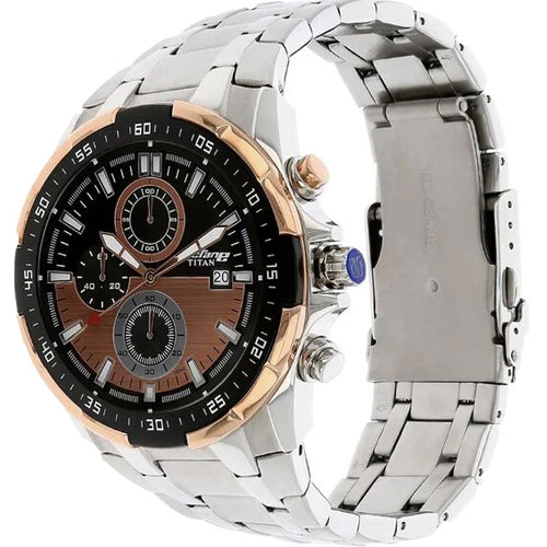 Titan Quartz Chronograph Black Dial Stainless Steel Strap Watch for Men 43mm NS90044KM04 - view 2