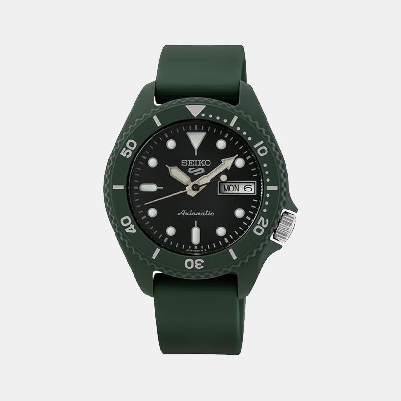 Seiko 5 Sports Men Automatic Green Dial Analog Silicone Watch SRPG83K1