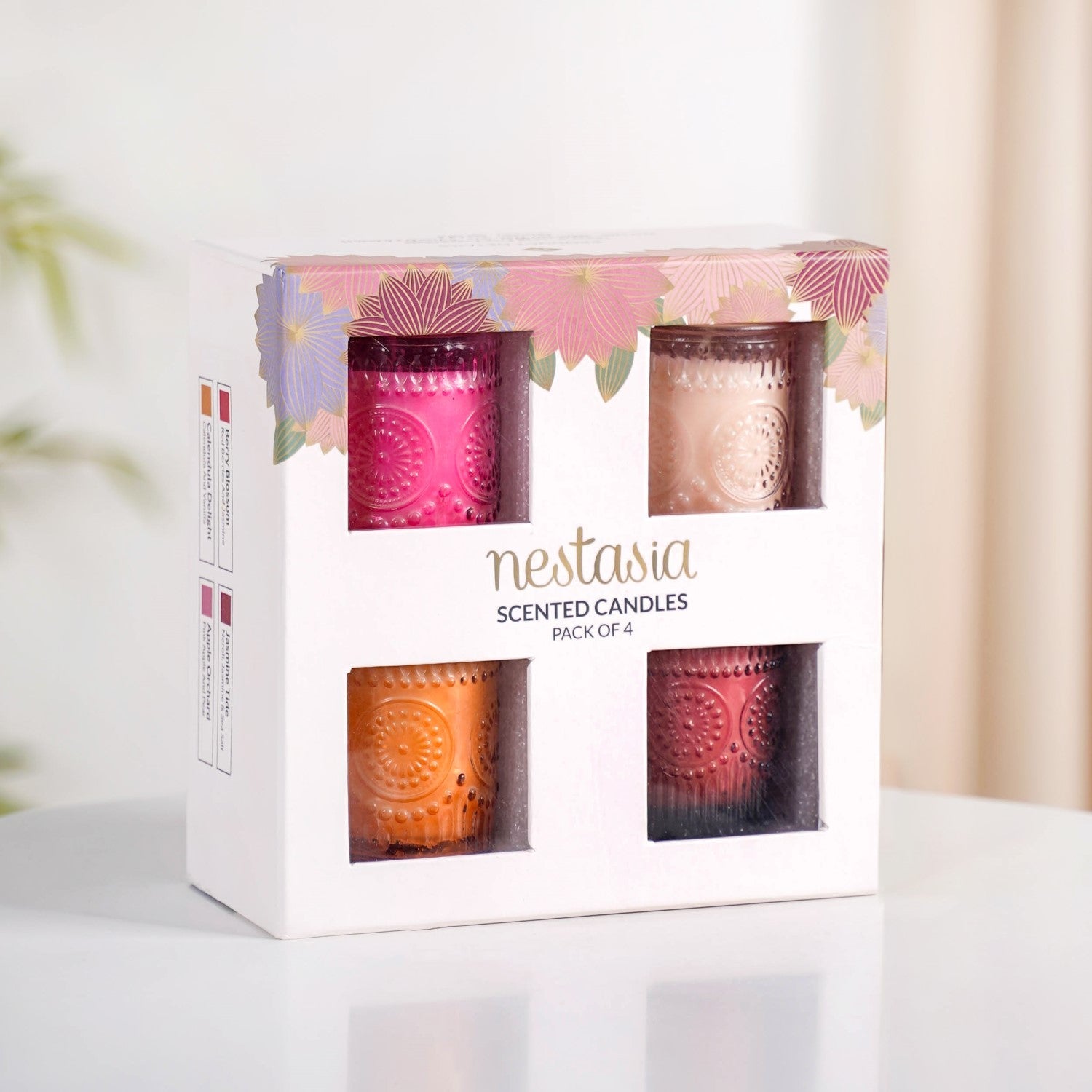 Nestasia Fruity Florals Scented Candle Jars Set Of 4 With Gift Box - view 2