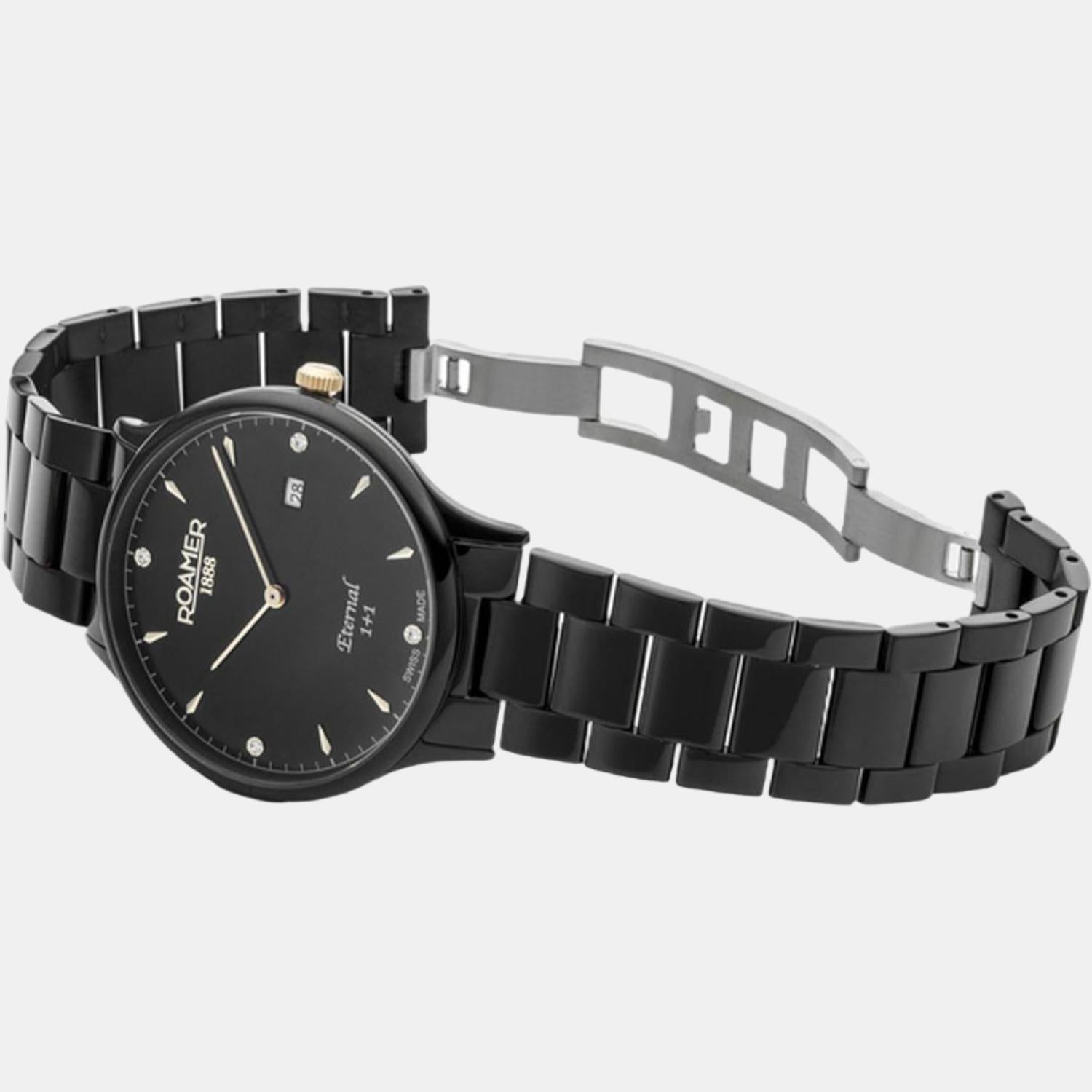Roamer Eternal Men Quartz Black Dial Analog Stainless Steel Watch 863833 45 55 50 - view 2
