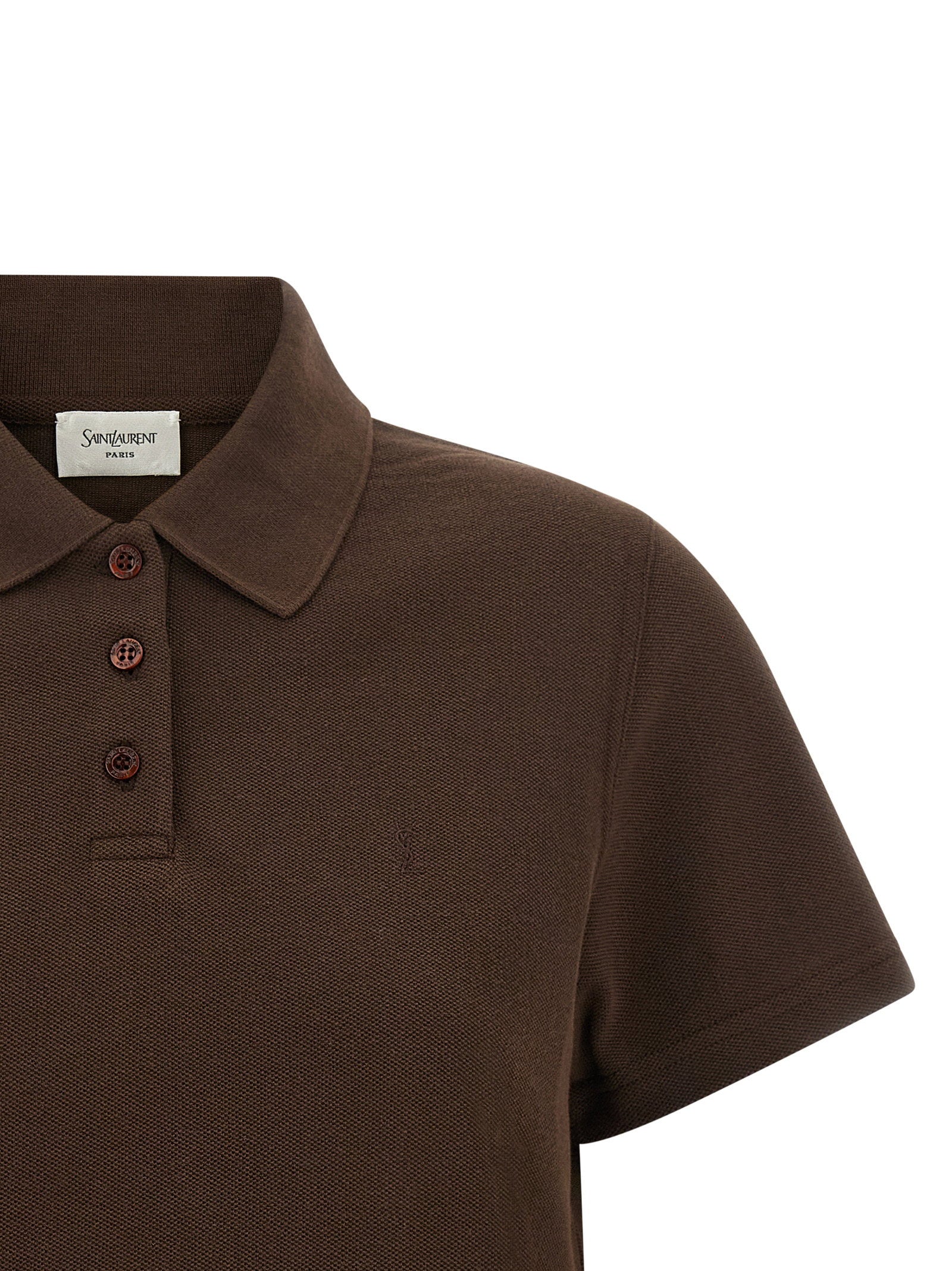 Saint Laurent Cassandre Crop Polo Shirt – 100% cotton - view 3