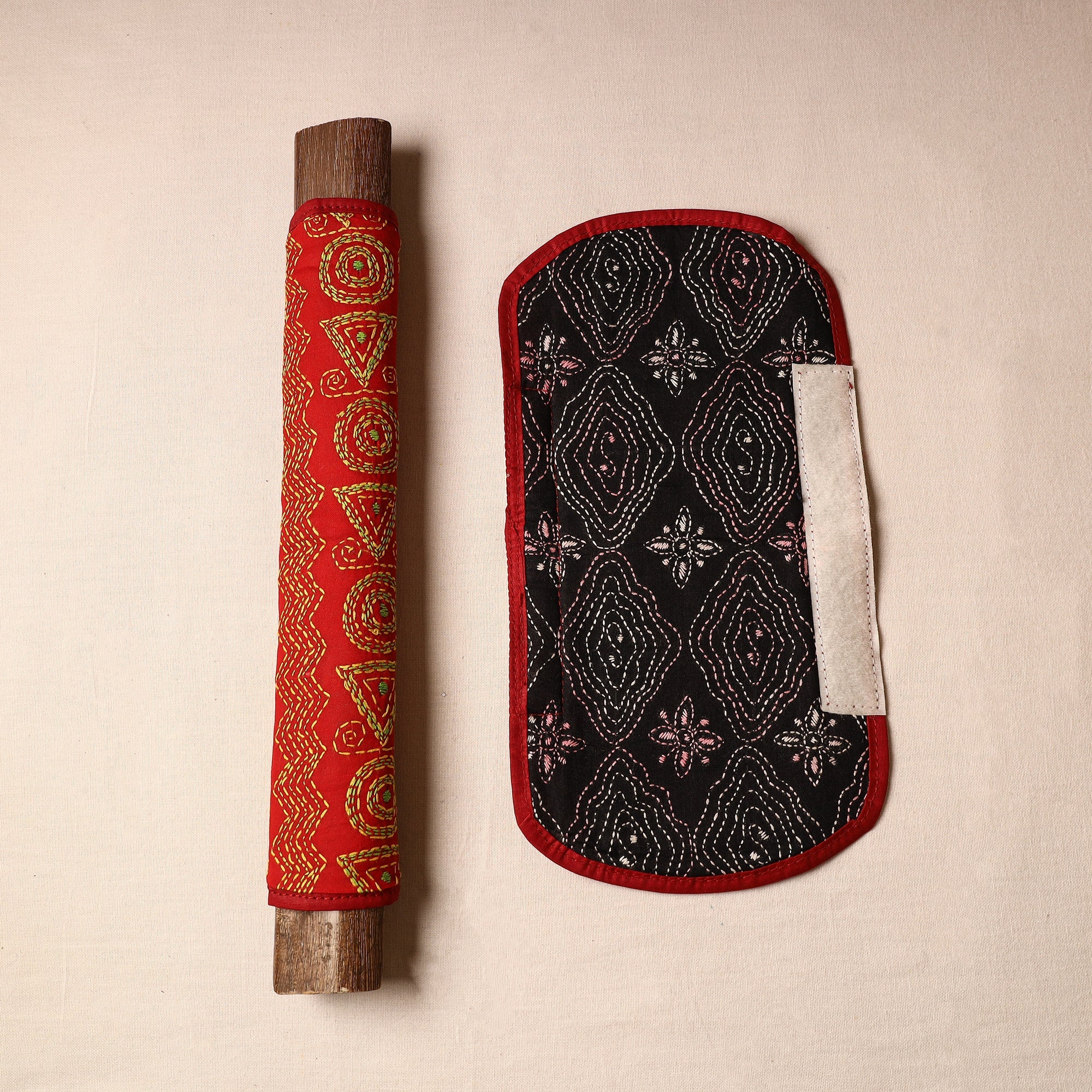 ASALKAAR Bengal Kantha Work Handmade Fridge Handle Cover (Set of 2) 42 - view 2