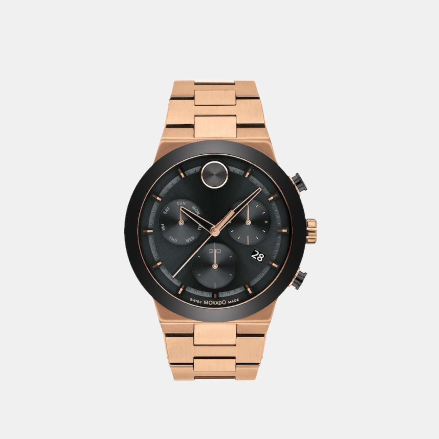 Movado Bold Men Quartz Black Dial Chronograph Stainless Steel Watch 3600898