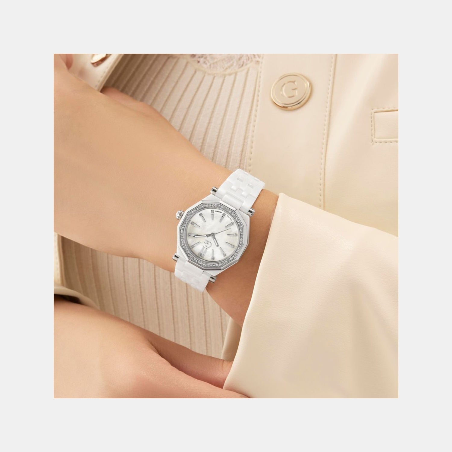 Gc Gleam Women Quartz White Dial Multi-Function Ceramic Watch Z59003L1 - view 6