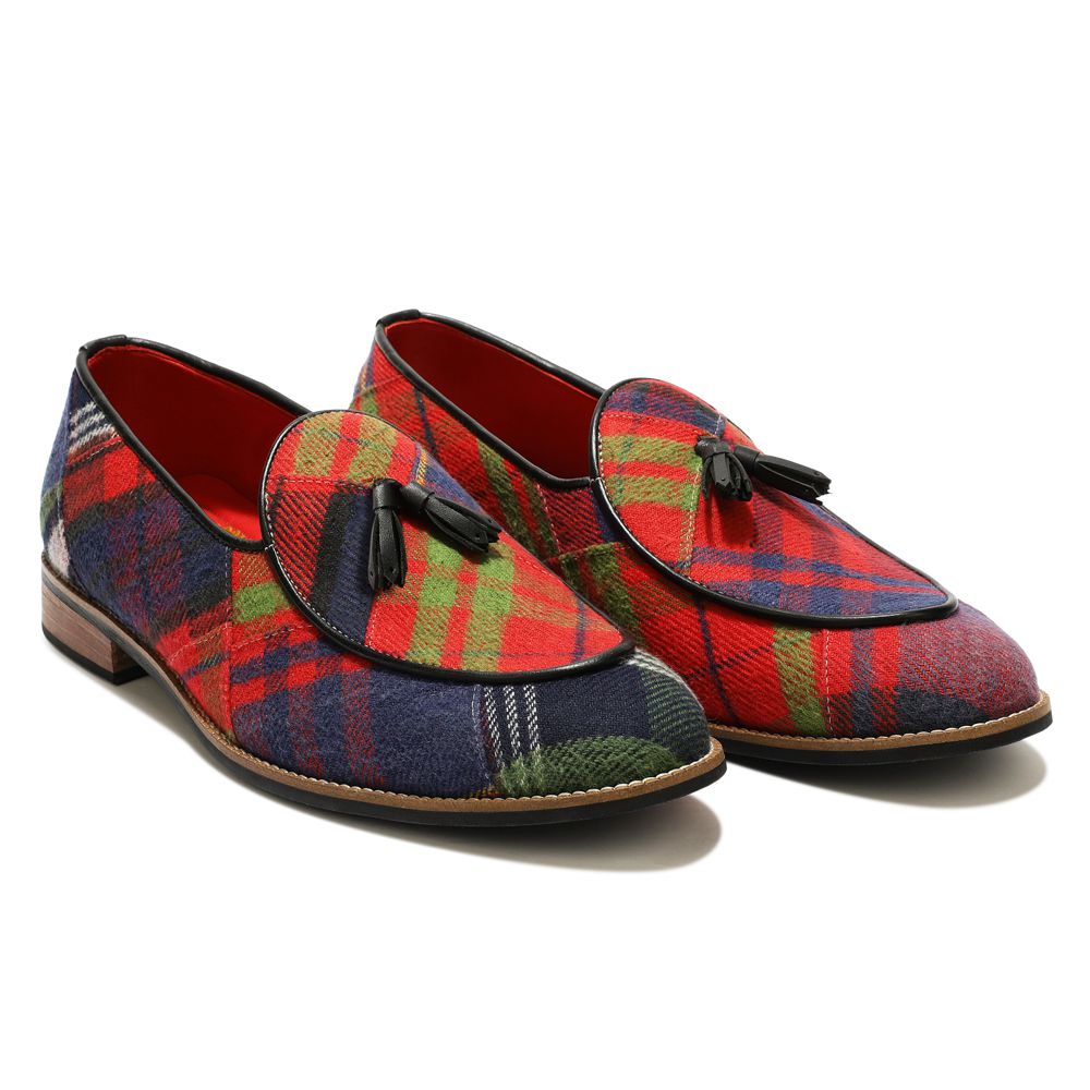 Banjaaran India Red Tartans Slip_on for Men (discontinued)