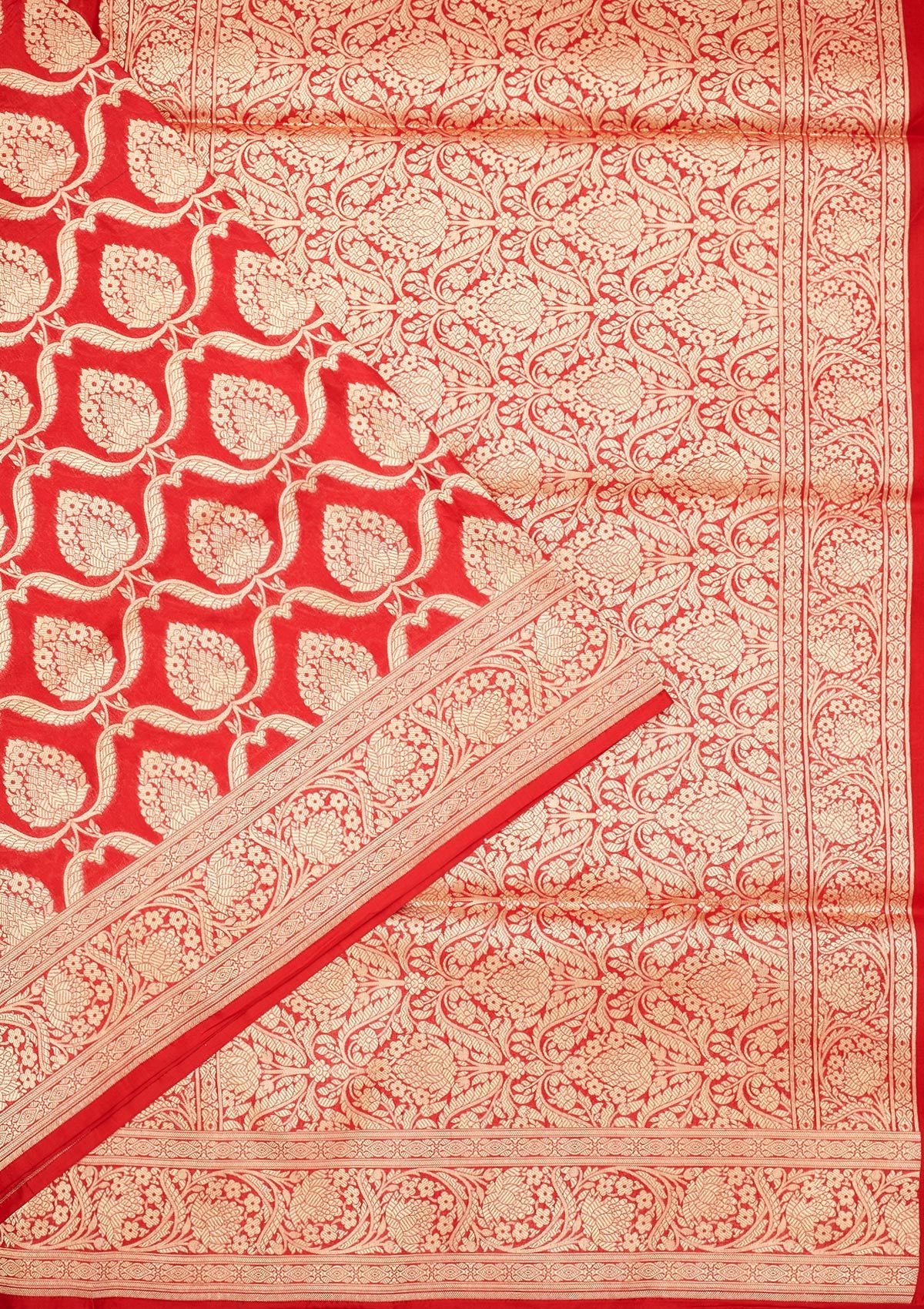 Koskii Red Zariwork Pure Silk Saree – Women's - view 3
