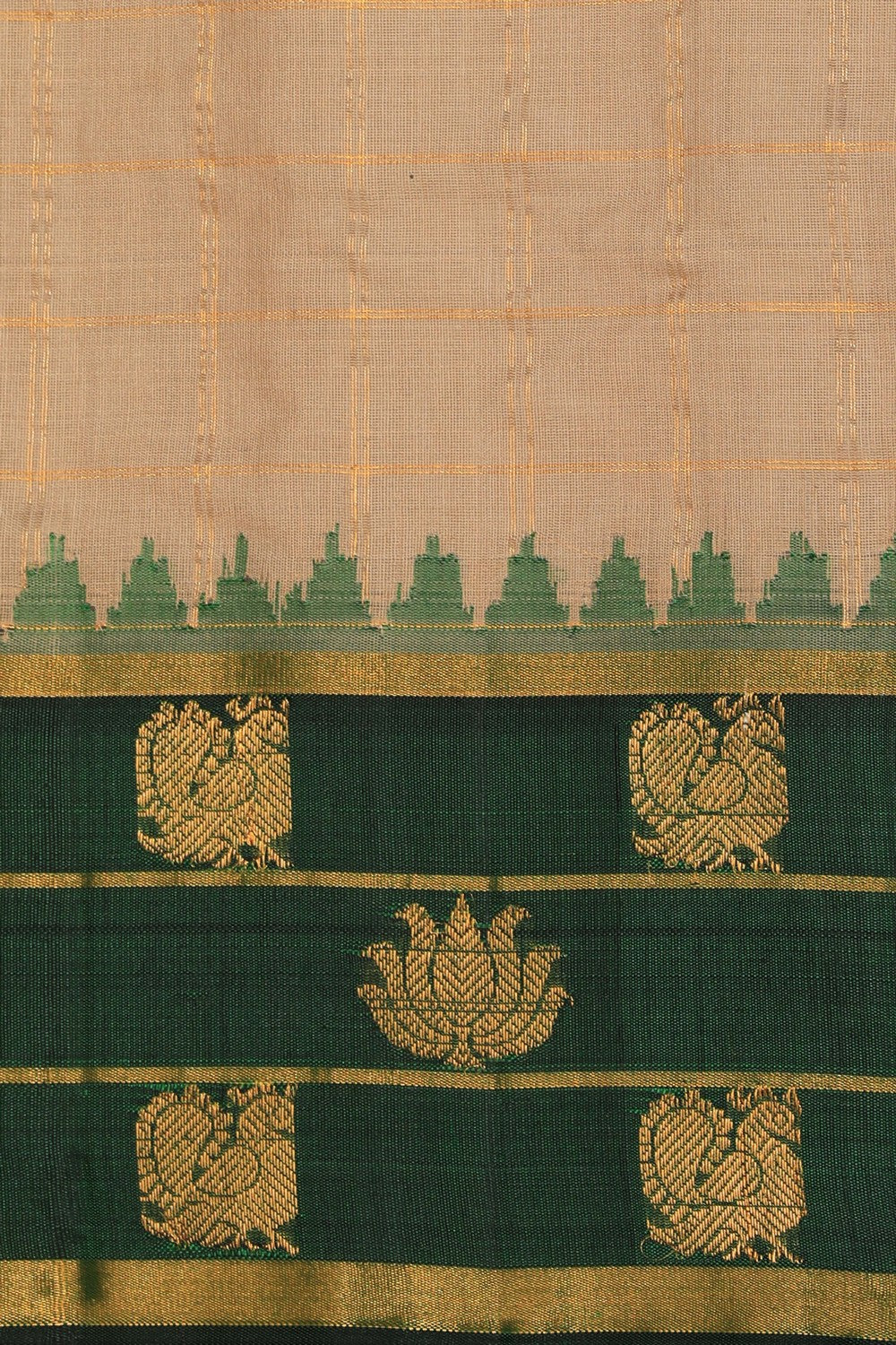 Kalanjali Gadwal Cotton Silk Classy Beige Saree - view 2
