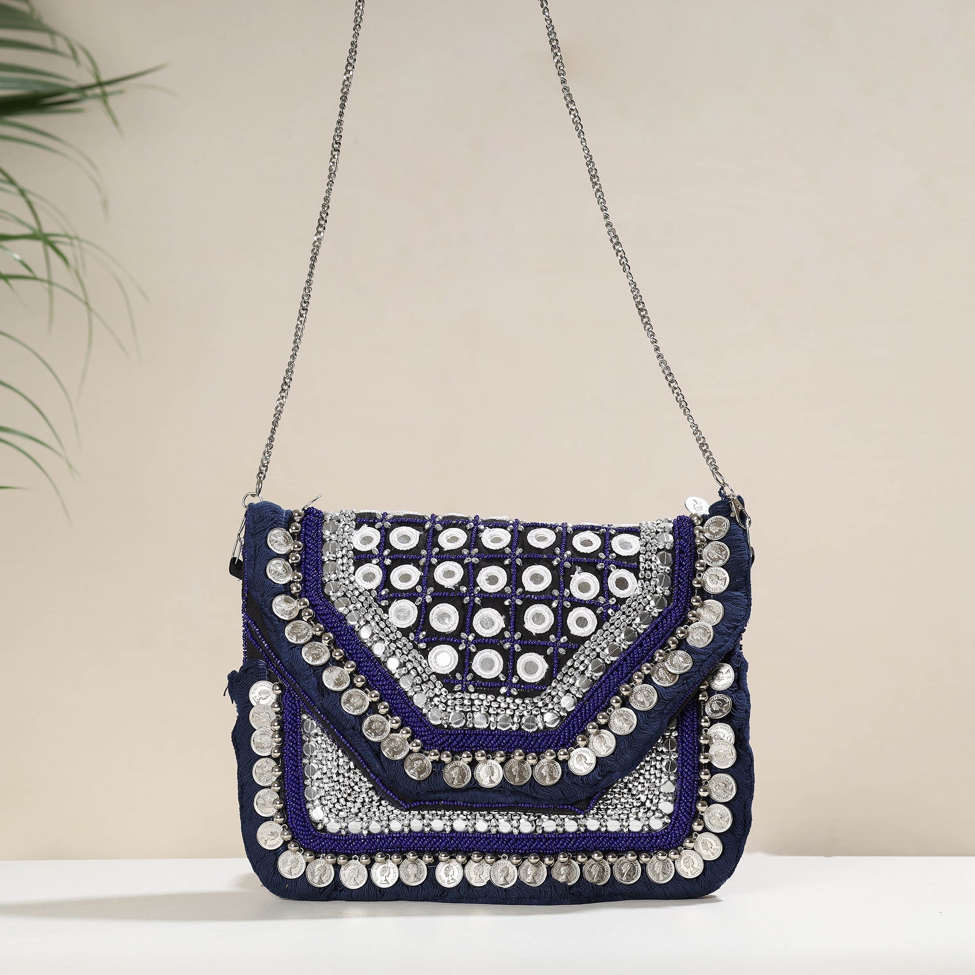 HAVELI CHRONICLES Blue - Banjara Boho Ethnic Embellished Handcrafted Sling Bag