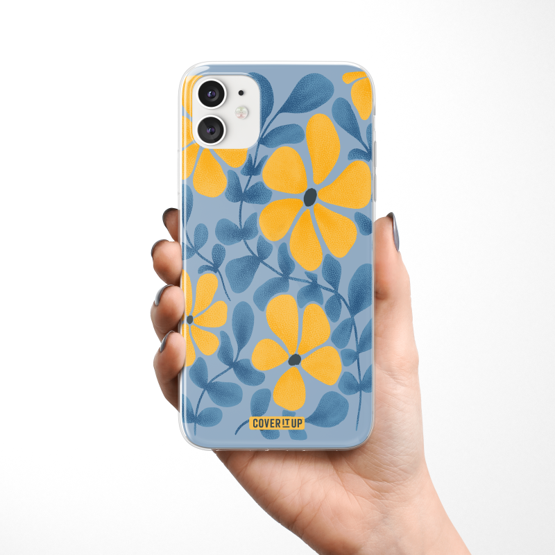 Cover It Up Blue Floral Aesthetic Clear Silicone Case - view 2