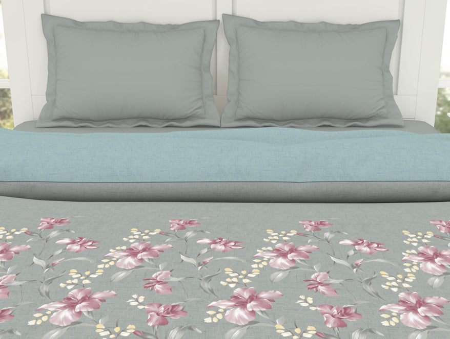 Spaces India Floral Moon Rock - Grey 100% Cotton Shell Double Quilt / AC Comforter - Bohemia By Spaces - view 4