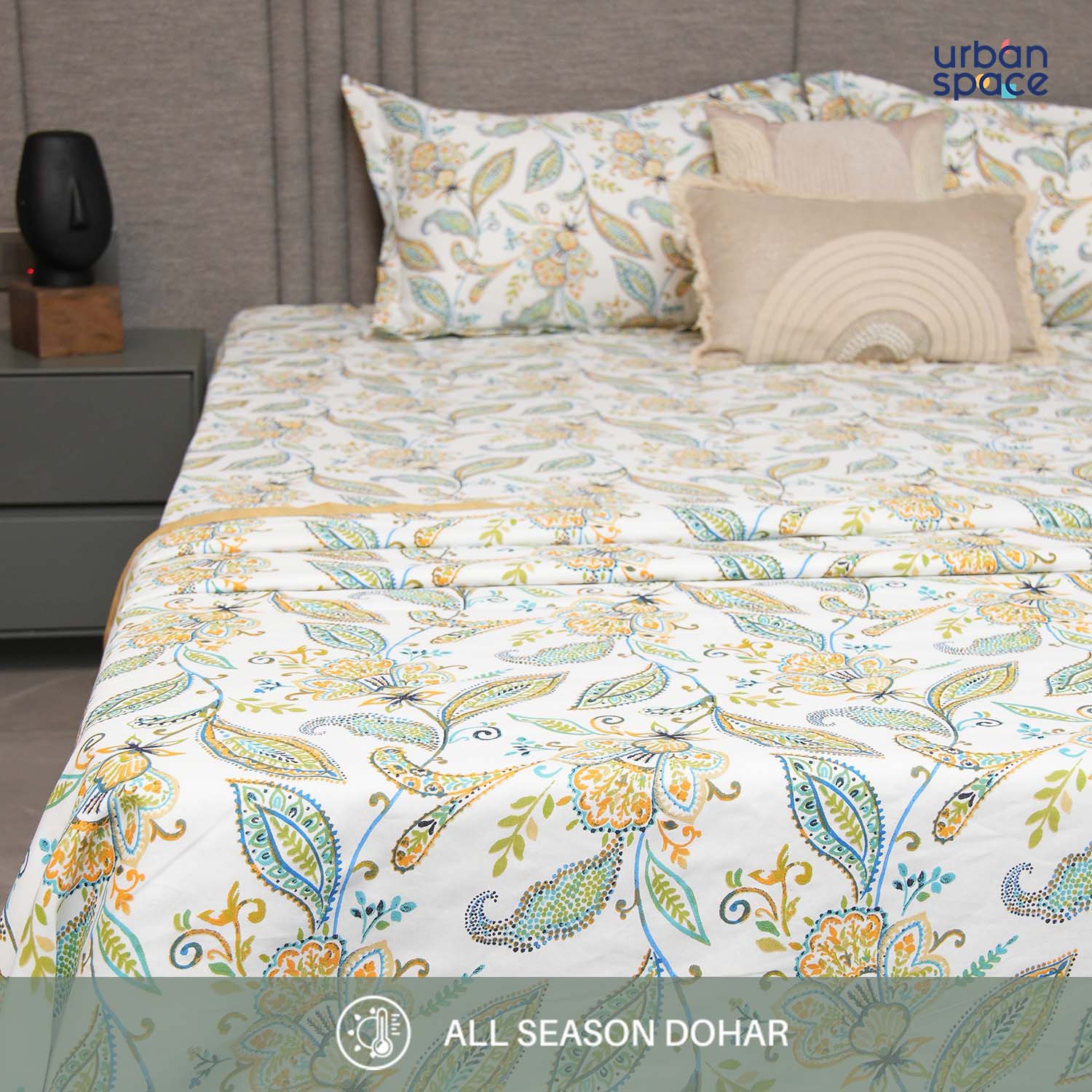 Urban Space -Home Furnishing Store Microfiber Cotton Reversible Dohar / AC Blanket for Bedroom - Iris Blue - view 2