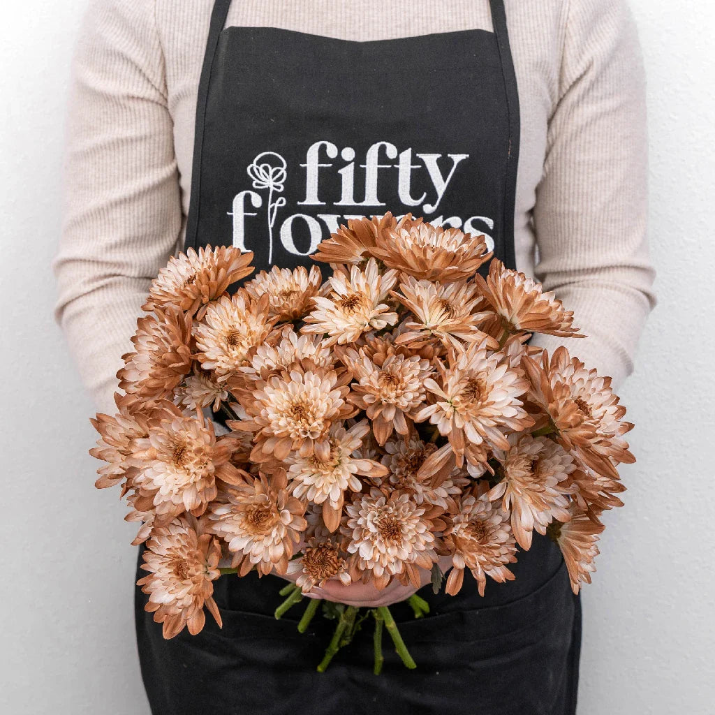 FiftyFlowers Mocha Mousse Sprayed Enhanced Pom Flower