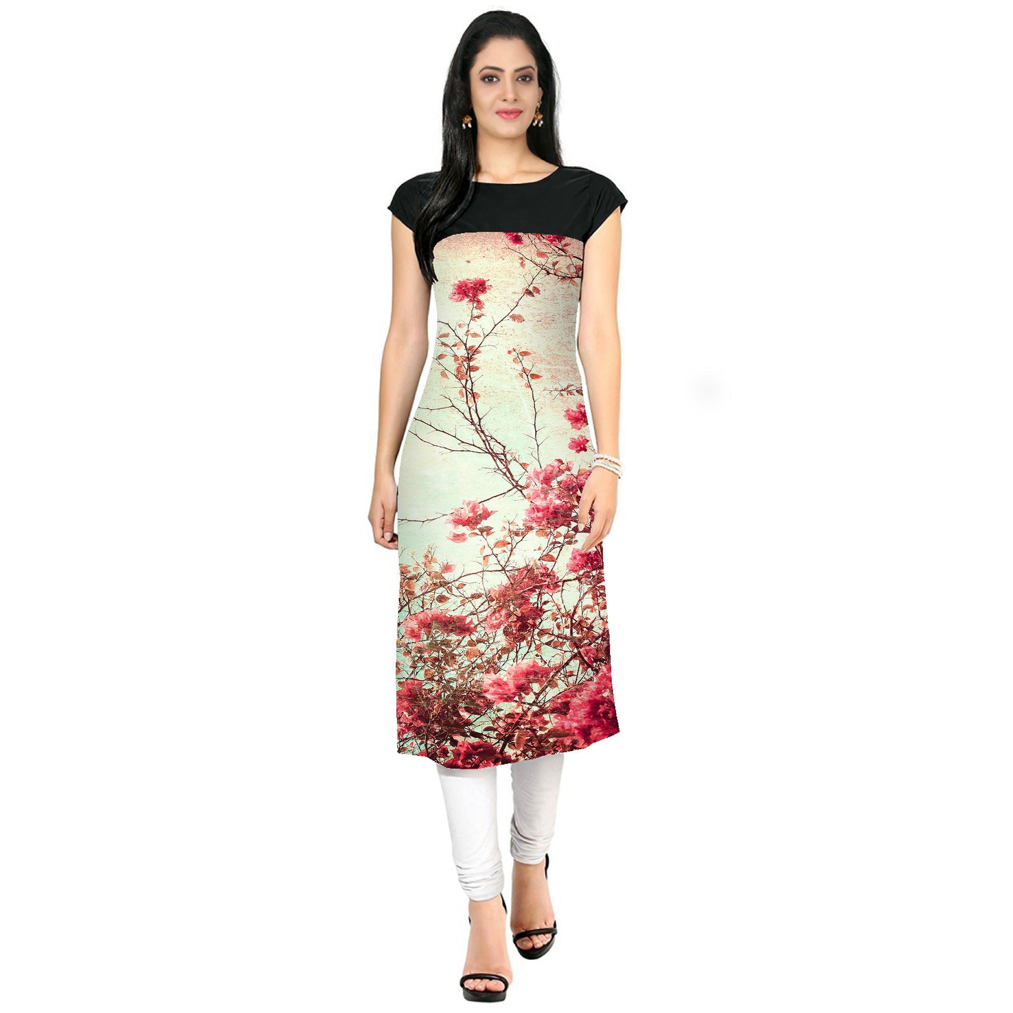 Peachmode Seller Cream Colored Casual Floral Print Kurti