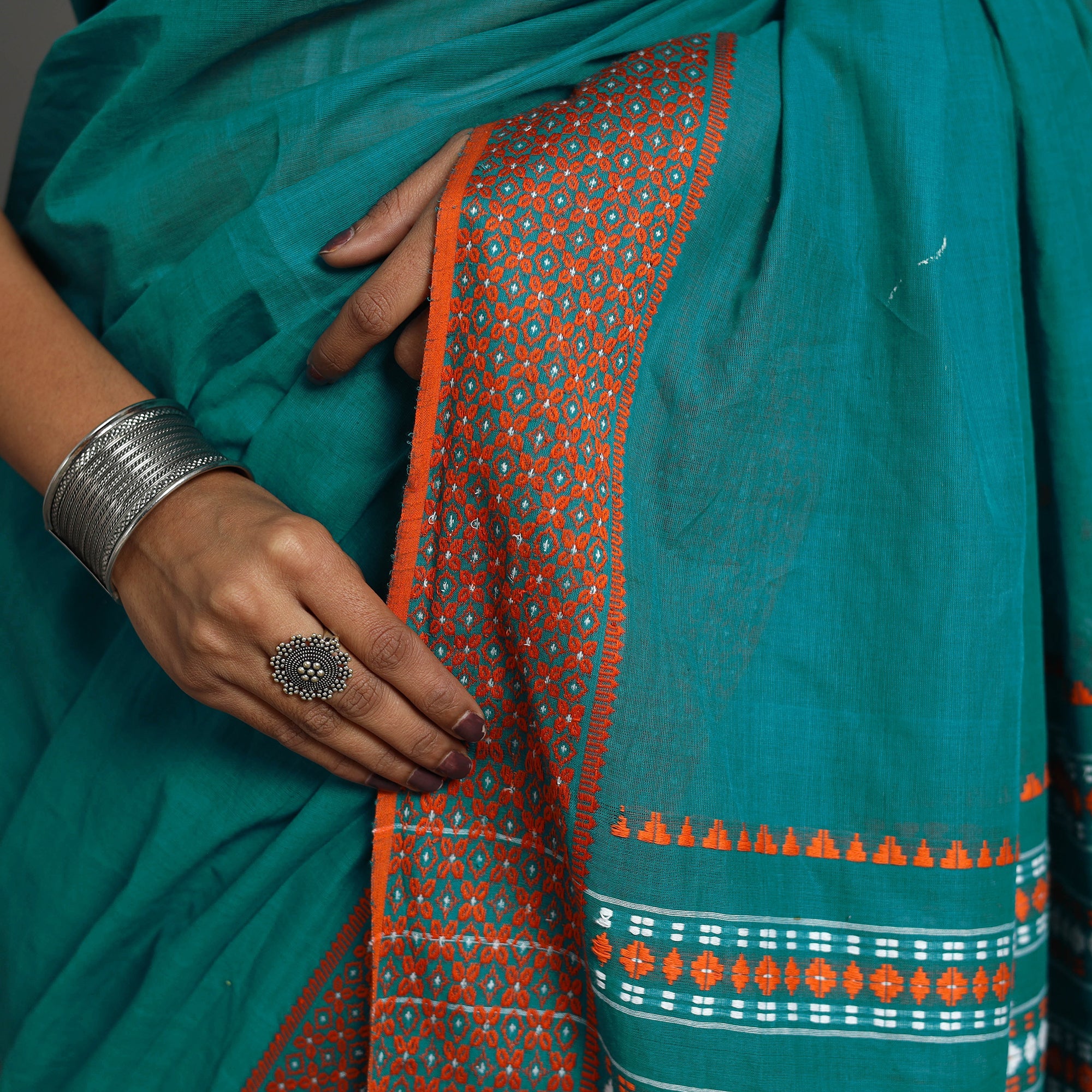 SASHA Blue - Bengal Handwoven Cotton Begampuri Saree 14 - view 4