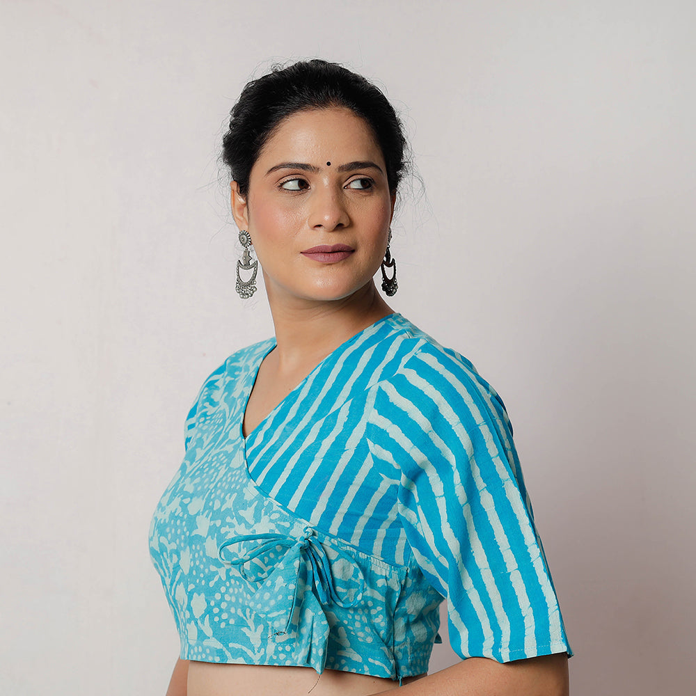 ITOKRI CASUALS Blue - Bagru Dabu Block Printed Cotton Stitched Blouse - view 2